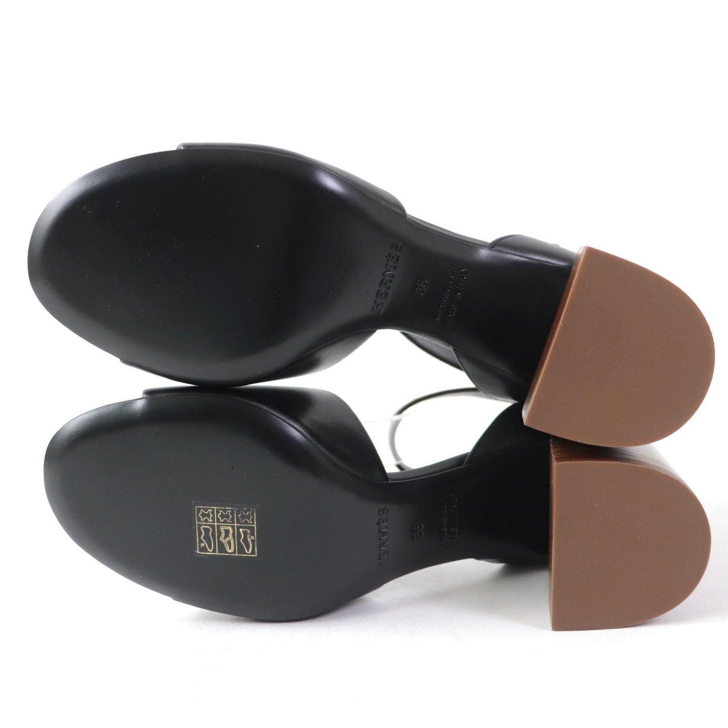 HERMES Sandals 201031Z leather black 36