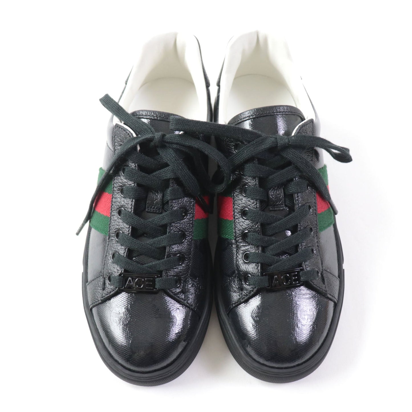 GUCCI Low cut sneakers 760774 Main: Leather black Ace Web stripe women's sneakers Women 35 Used