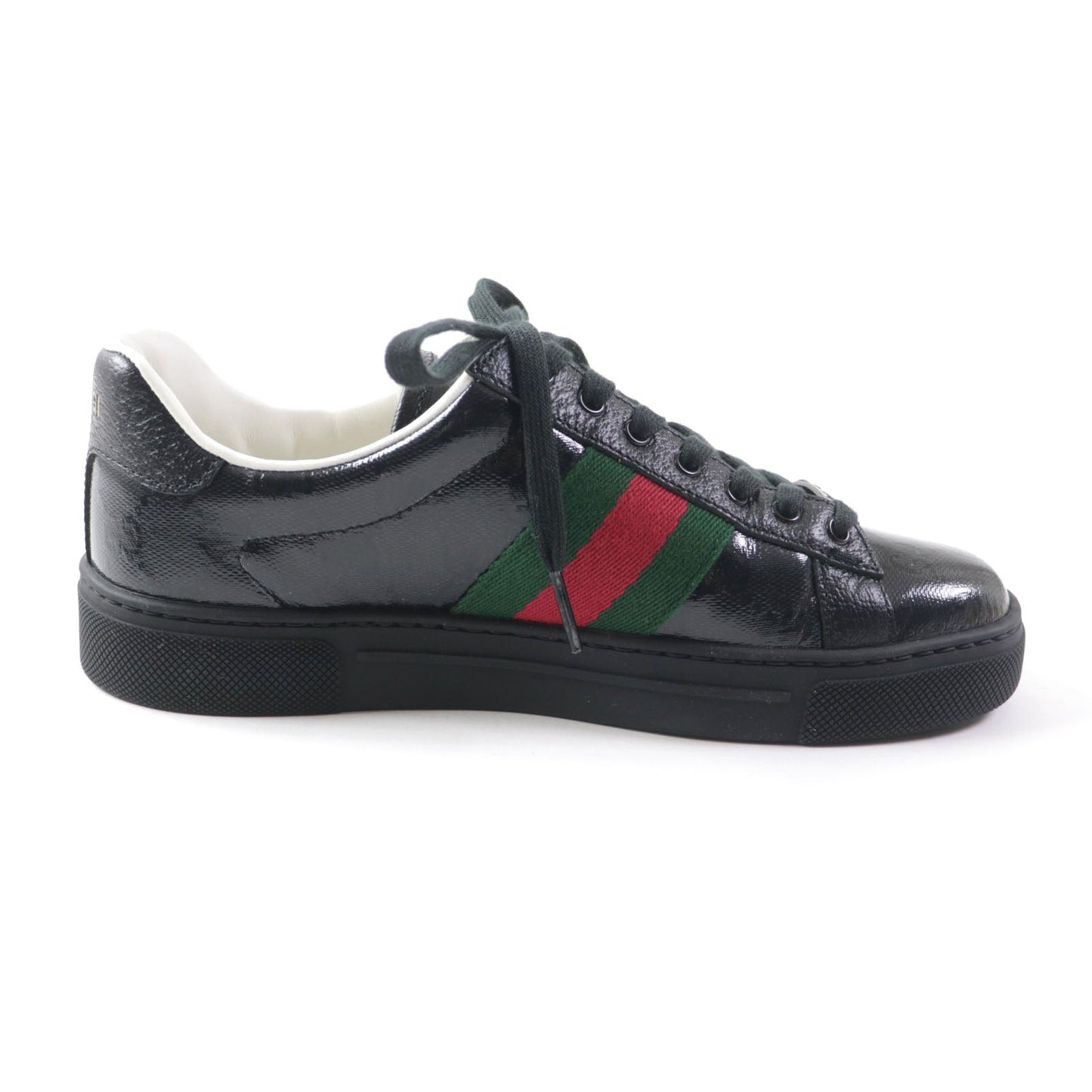 GUCCI Low cut sneakers 760774 Main: Leather black Ace Web stripe women's sneakers Women 35 Used