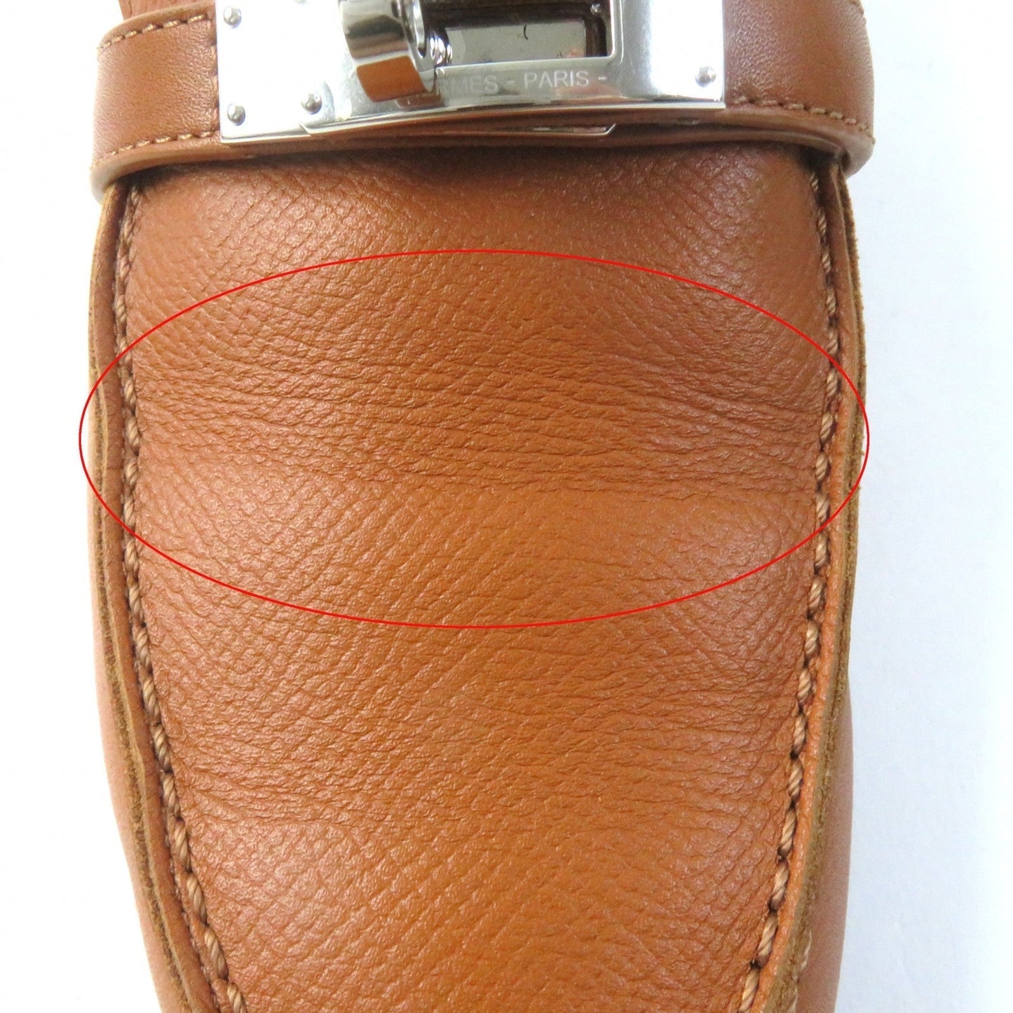 HERMES loafers leather Brown Moccasin Destan 35.5