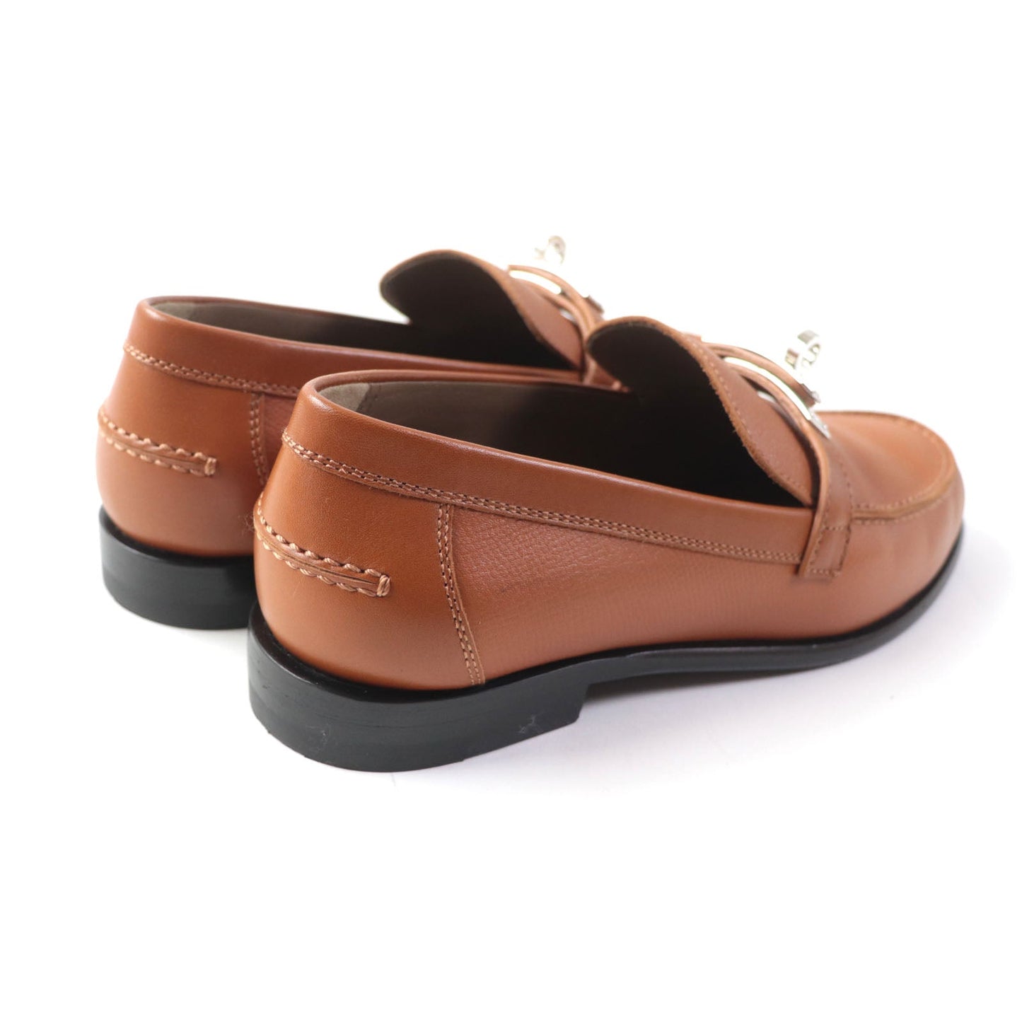 HERMES loafers leather Brown Moccasin Destan 35.5