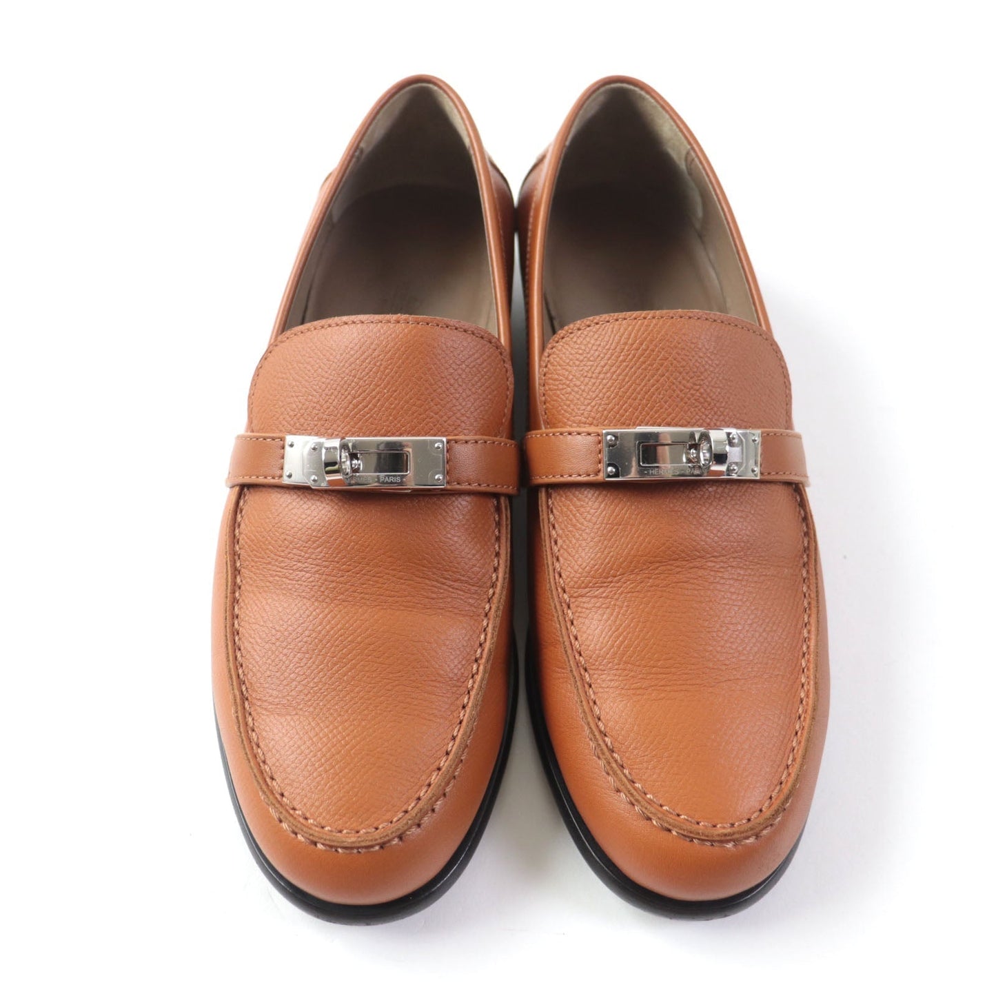 HERMES loafers leather Brown Moccasin Destan 35.5