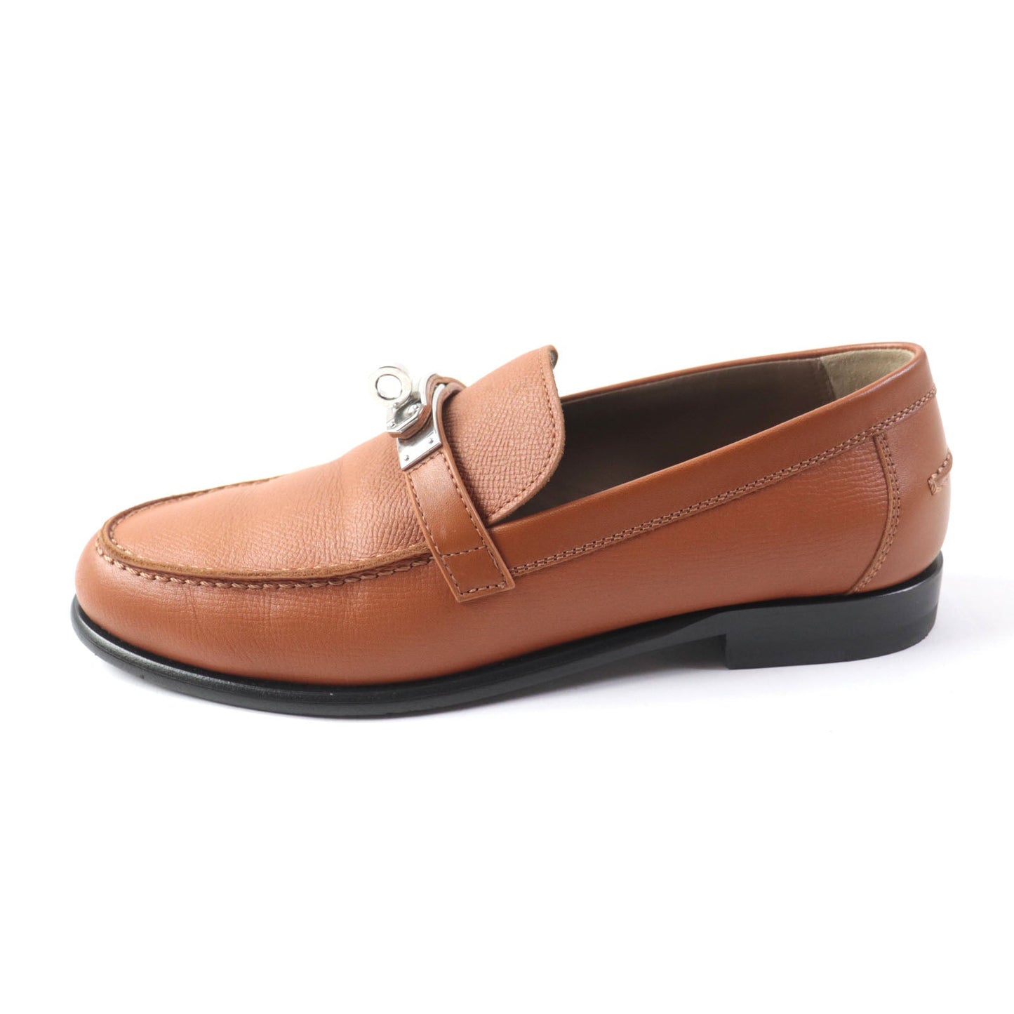 HERMES loafers leather Brown Moccasin Destan 35.5