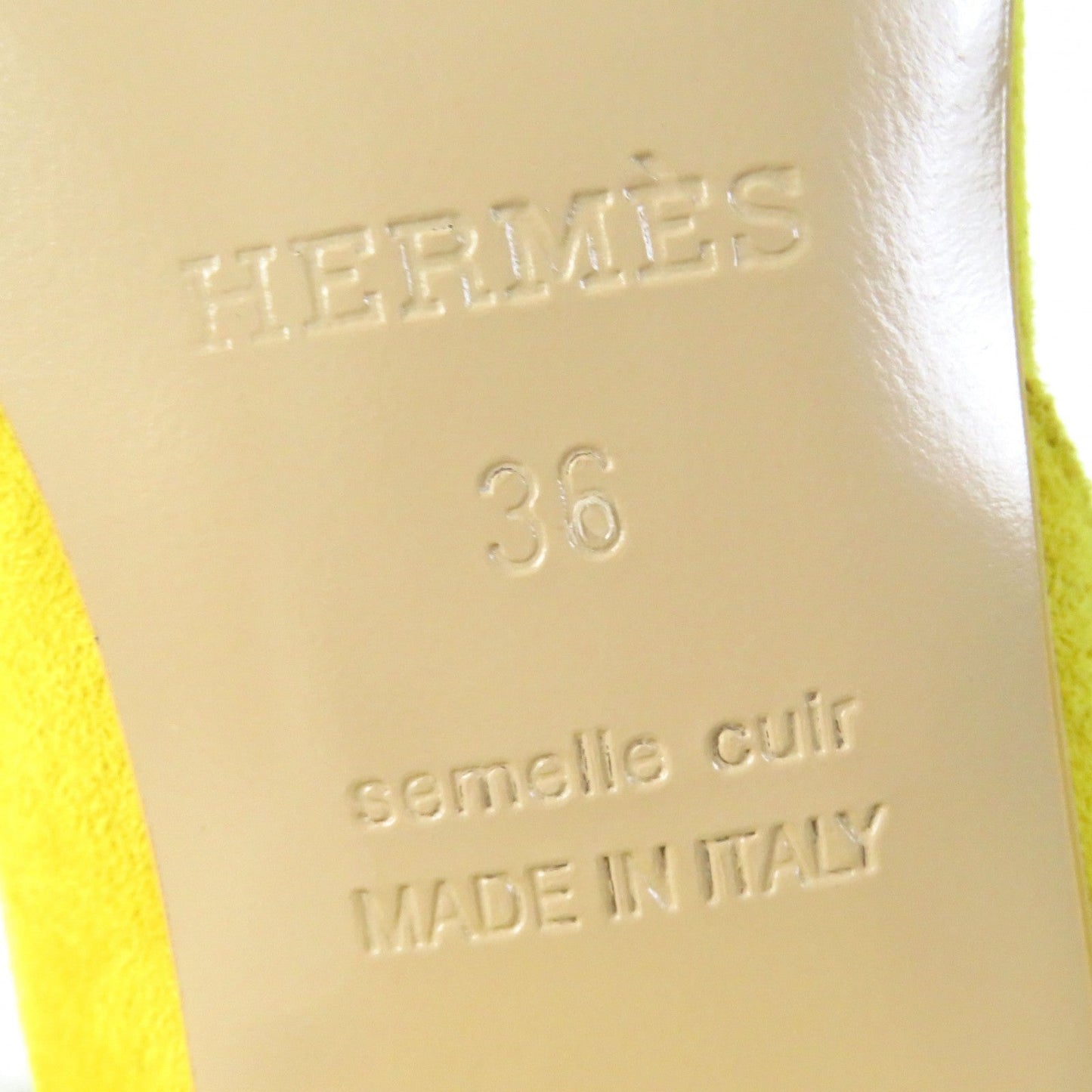 HERMES Sandals 211054Z Suede leather yellow Choc 36