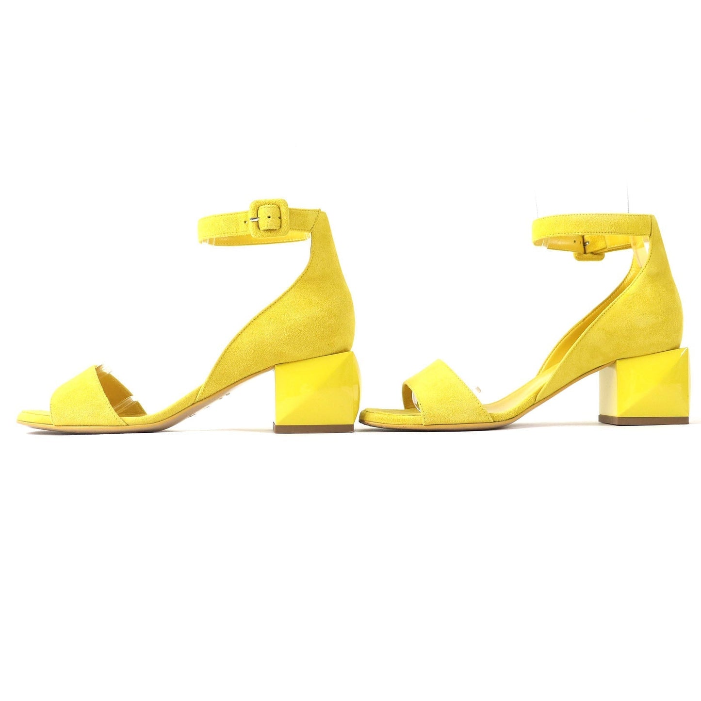 HERMES Sandals 211054Z Suede leather yellow Choc 36