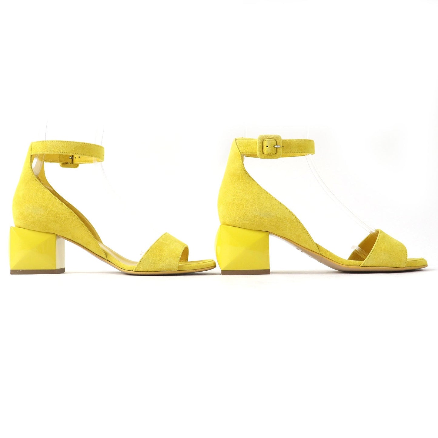 HERMES Sandals 211054Z Suede leather yellow Choc 36
