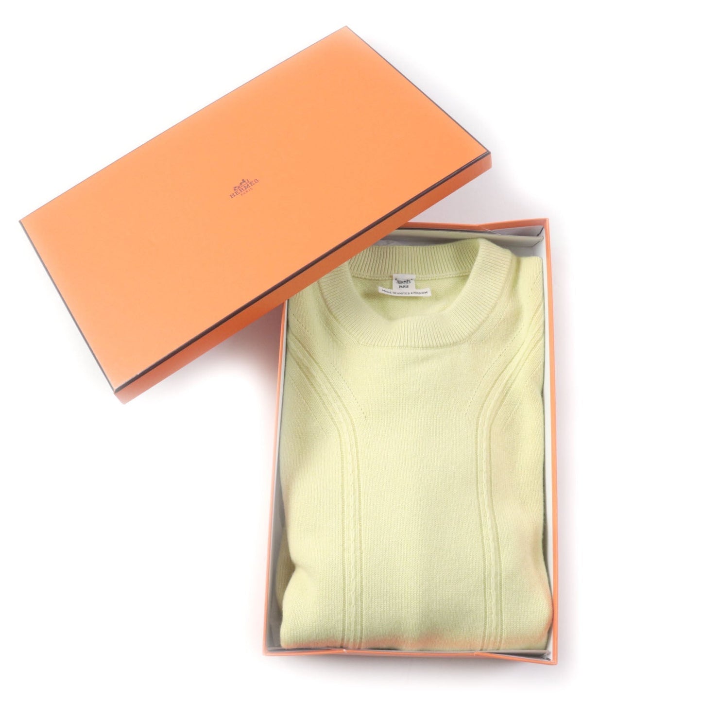 HERMES knit cashmere yellow 34