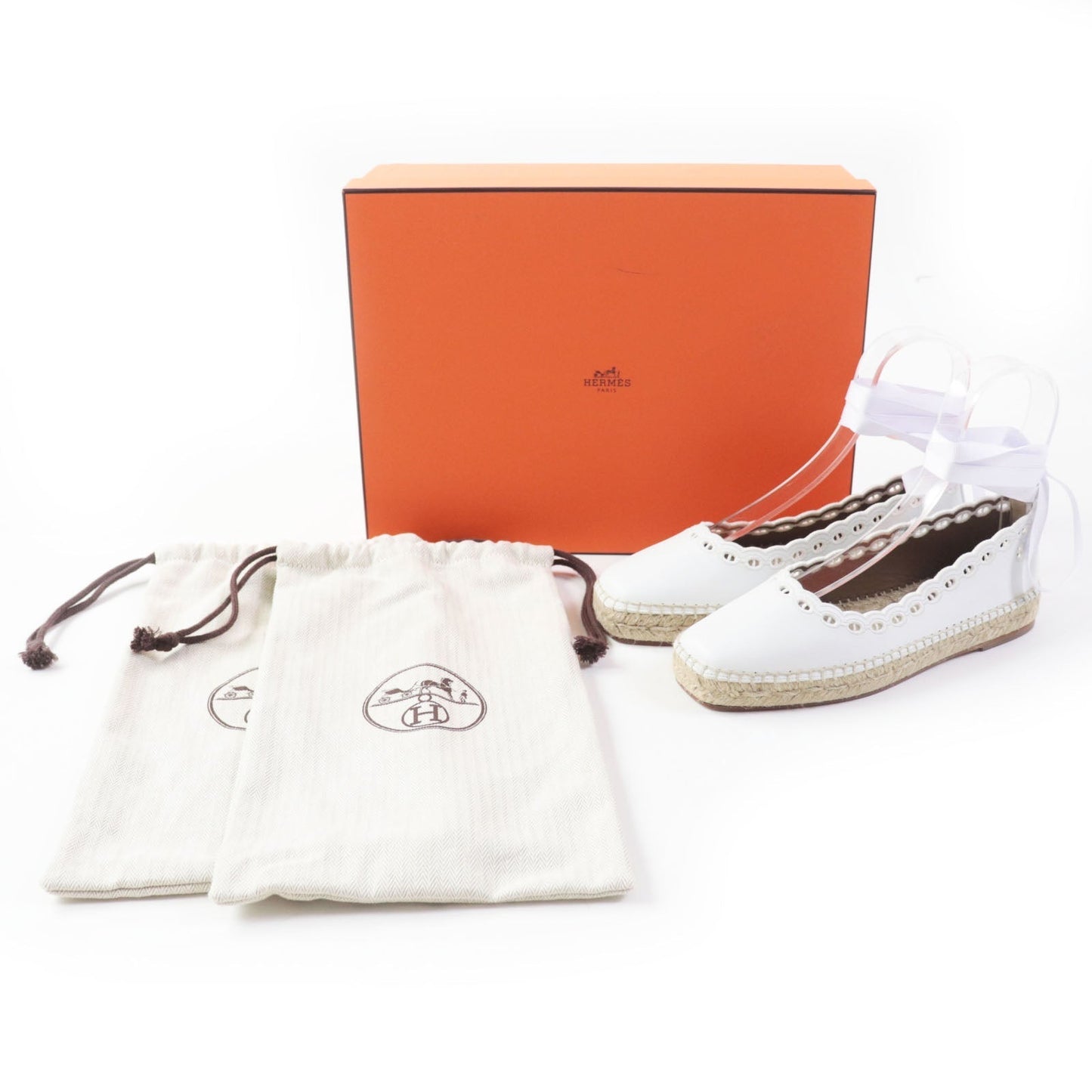 HERMES Leather shoes leather white Guapa 36