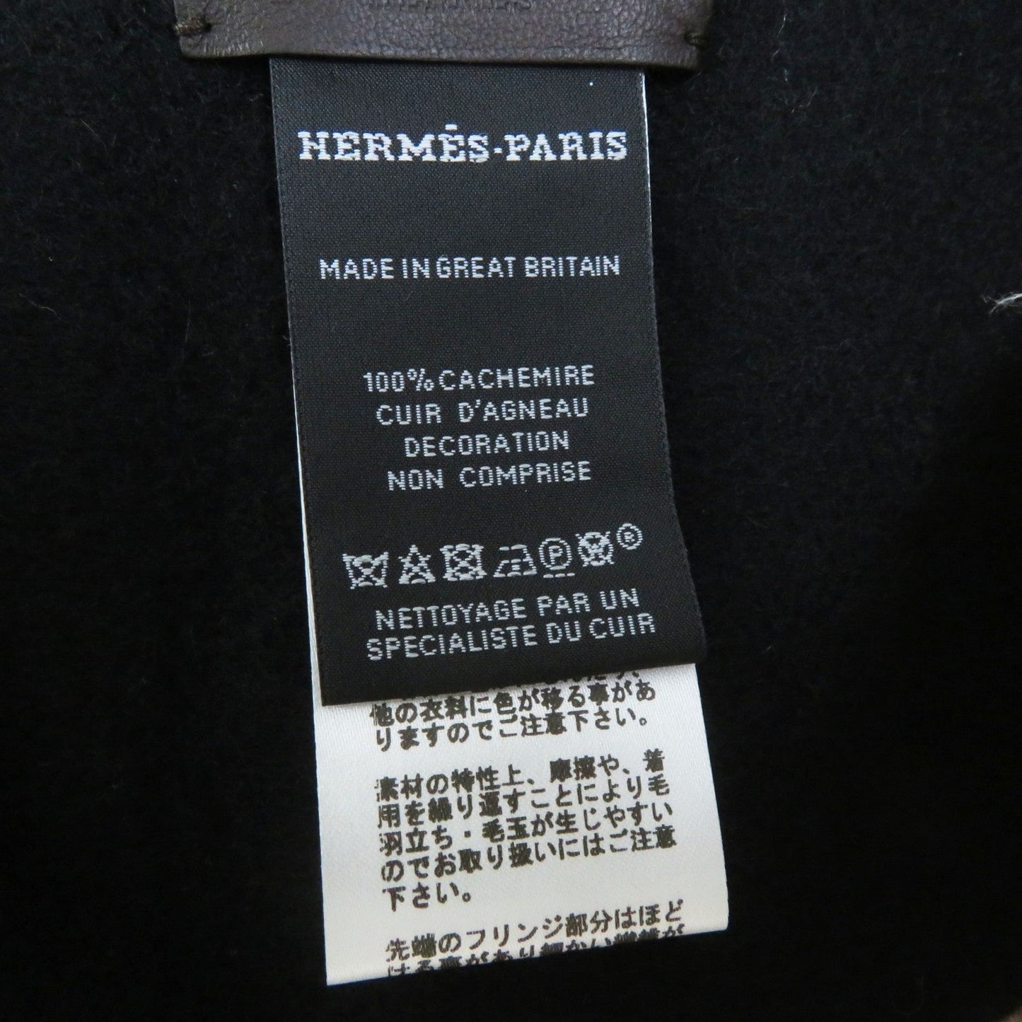 HERMES Scarf Main: 100% cashmere, Lining: 100% silk, Leather part: sheepskin black Escharp Pocket Silk In Women Used