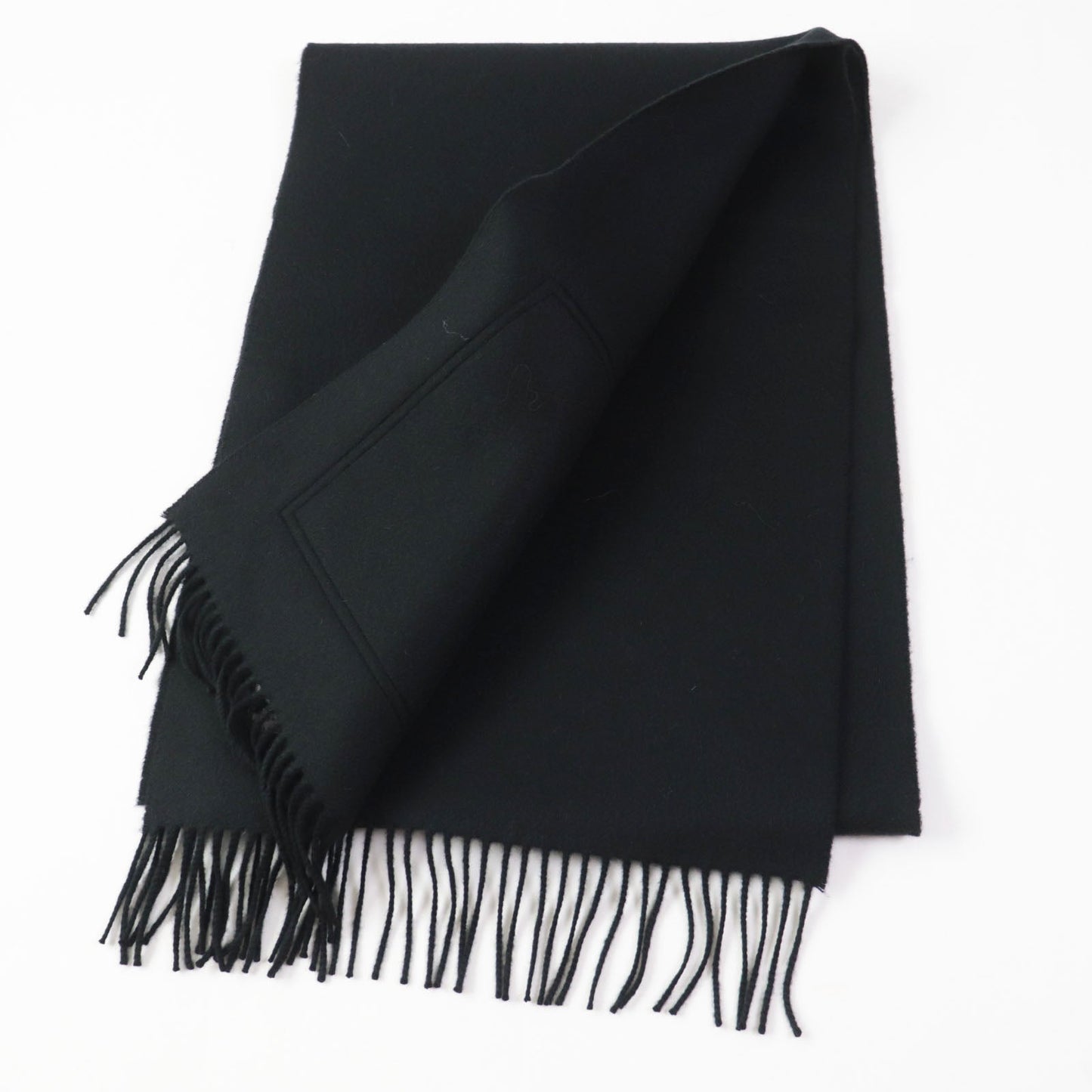 HERMES Scarf Main: 100% cashmere, Lining: 100% silk, Leather part: sheepskin black Escharp Pocket Silk In Women Used