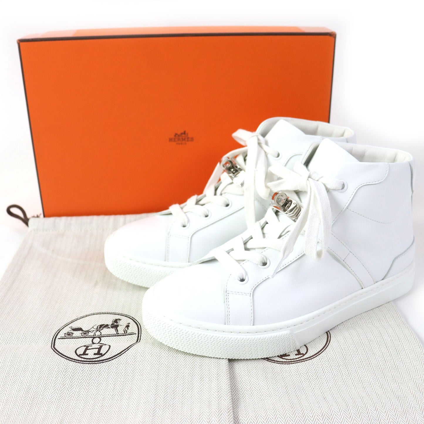 HERMES High cut sneakers Main: Leather white Daydream Women 36 Used