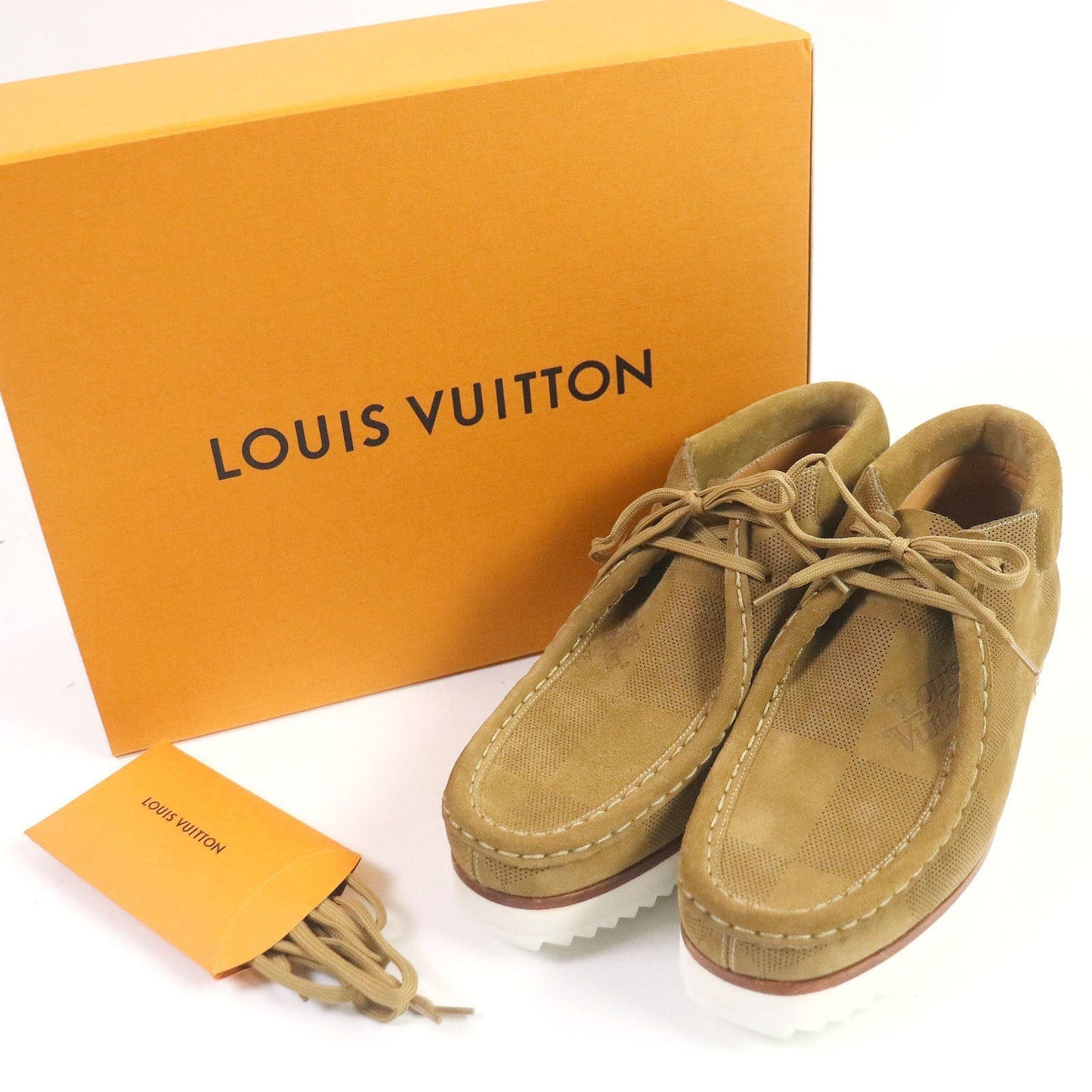 LOUIS VUITTON Ankle boots Main: Suede beige LV Mod Line mens 8 Used