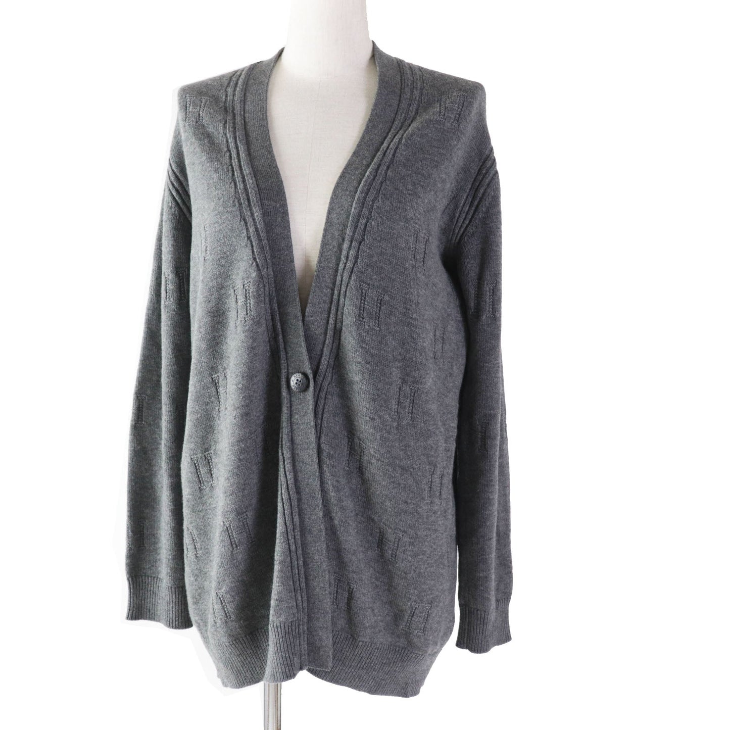 HERMES cardigan wool Dark gray 36