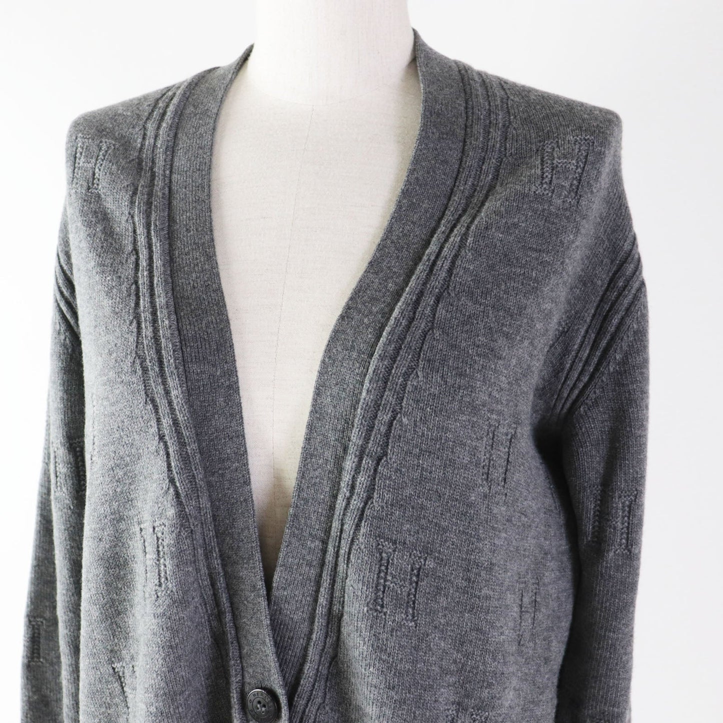 HERMES cardigan wool Dark gray 36