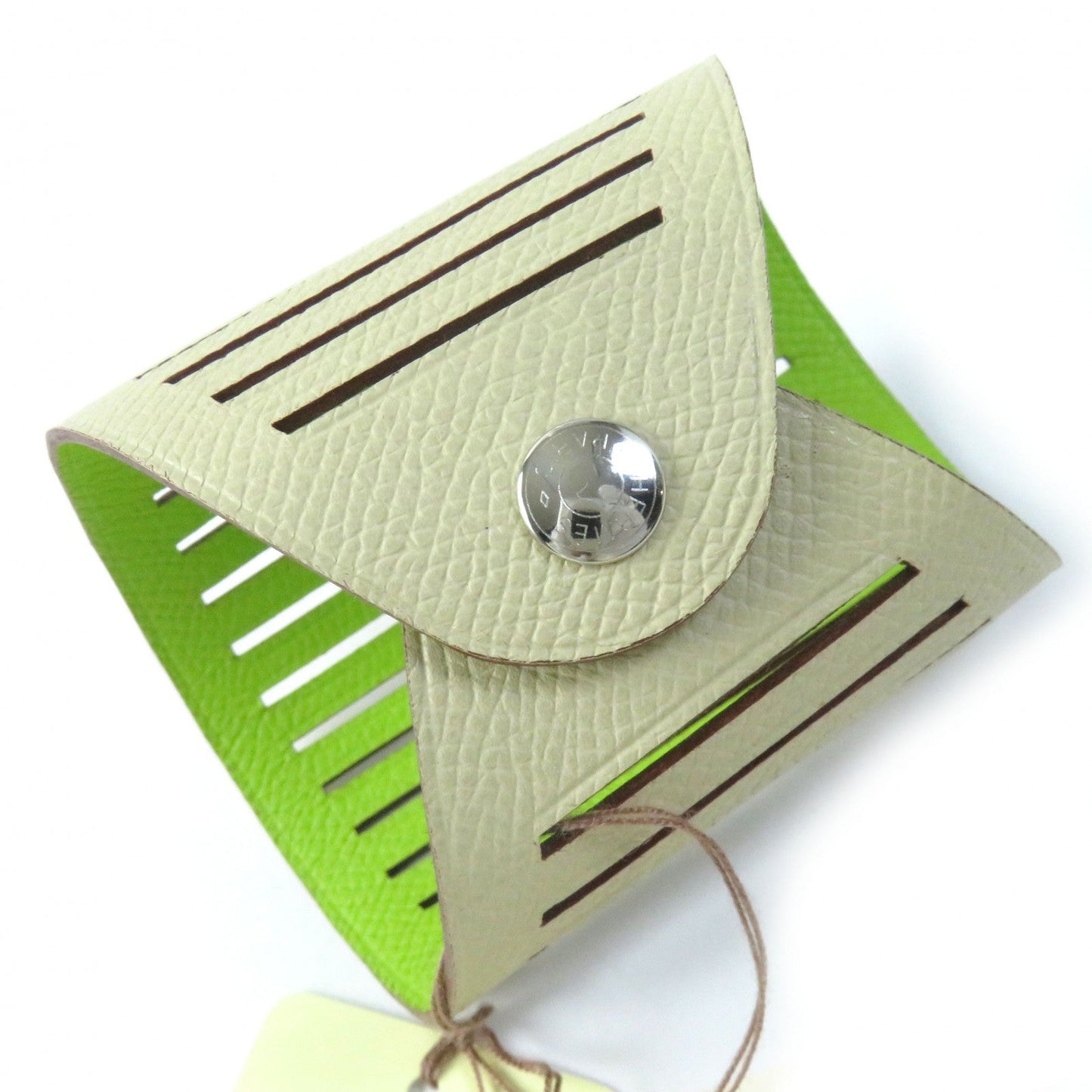 HERMES bracelet leather light green beige Petit Ash