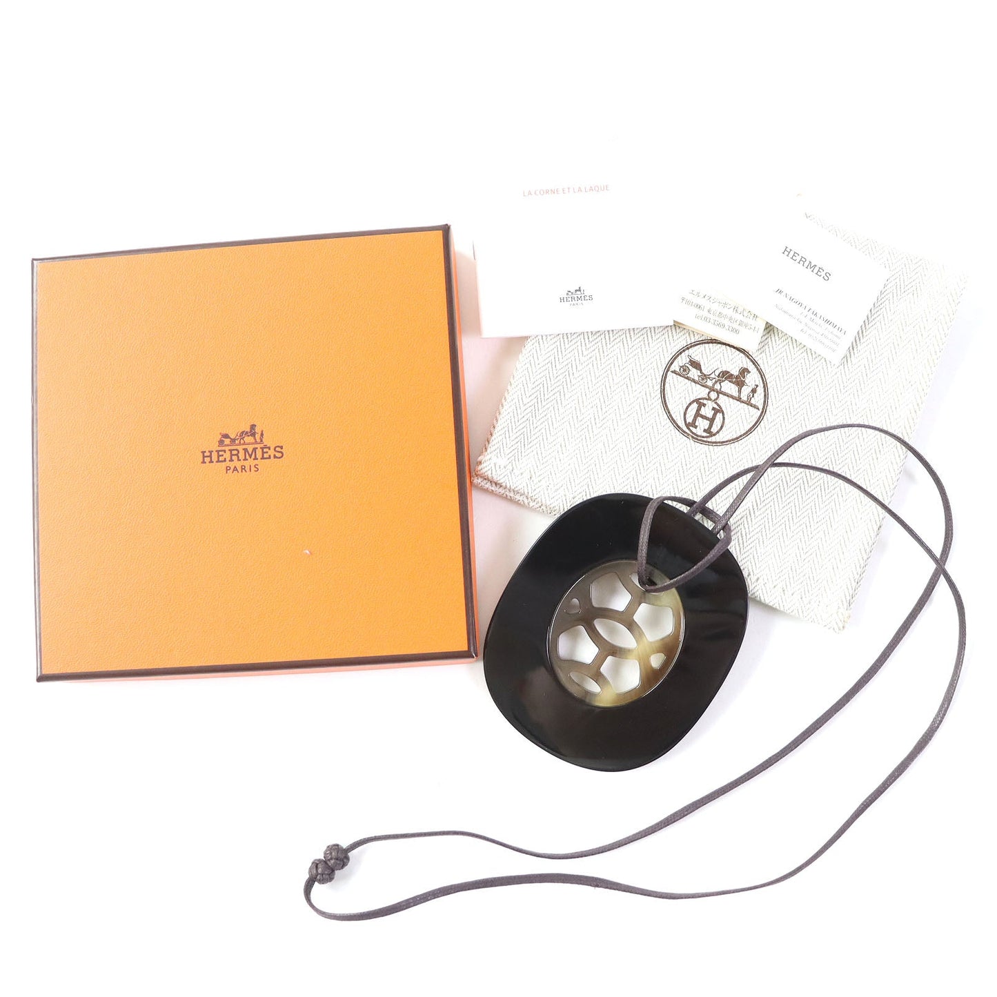 HERMES Necklace Buffalo phone Black type Lift Necklace