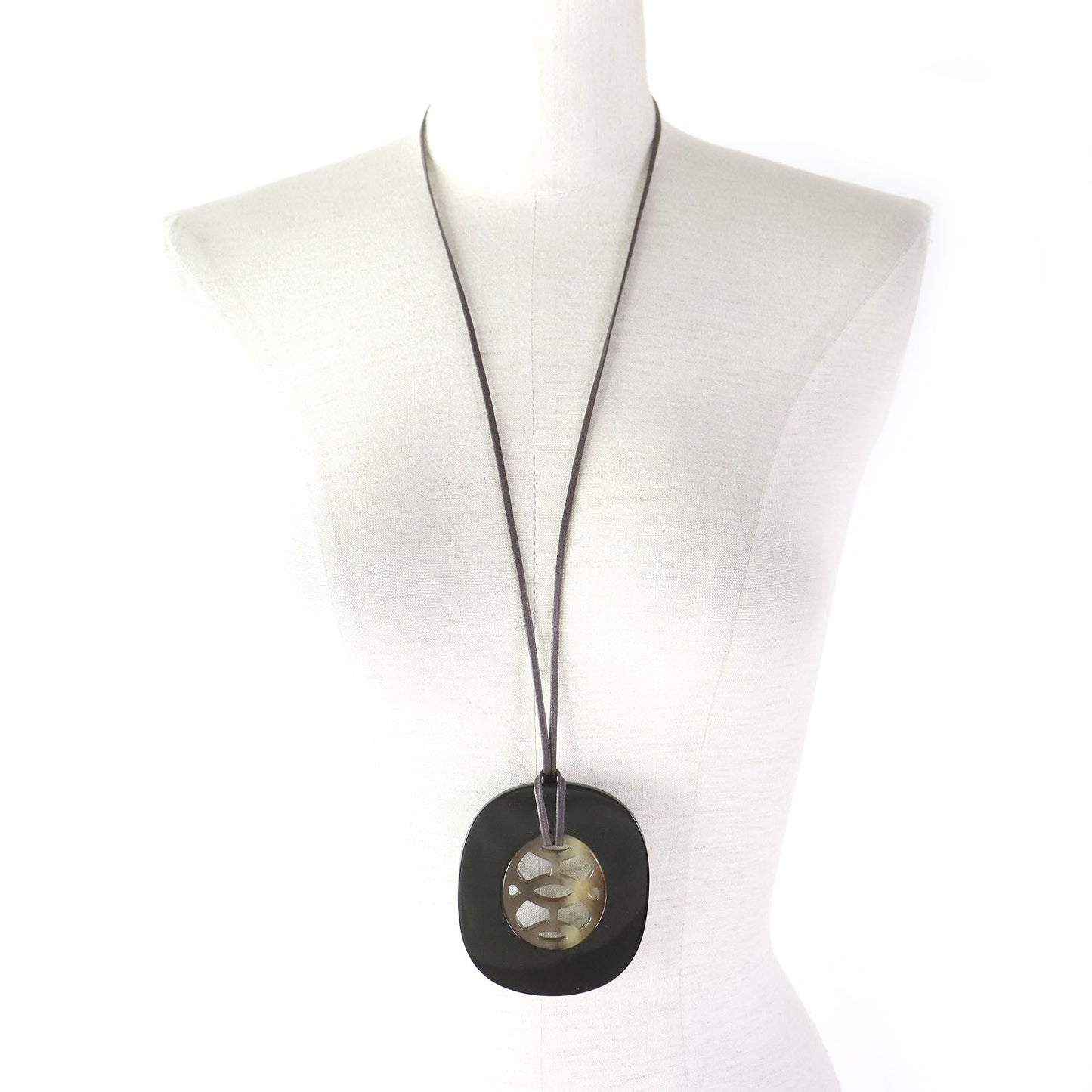 HERMES Necklace Buffalo phone Black type Lift Necklace