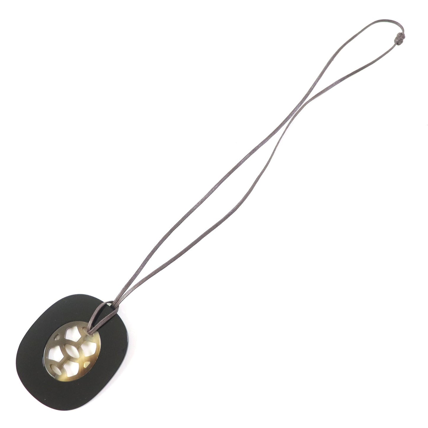 HERMES Necklace Buffalo phone Black type Lift Necklace