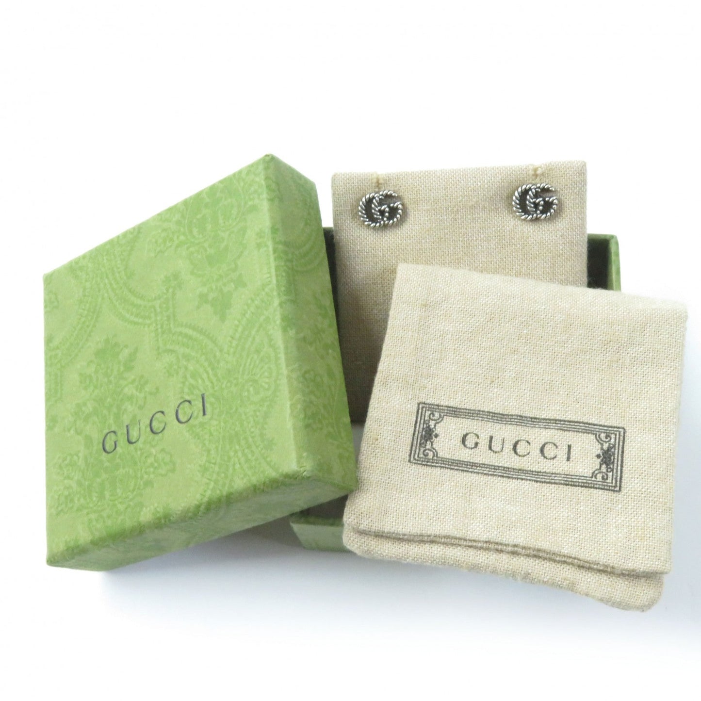 GUCCI Pierce 627755 AG925 Silver Twist Torsion GG Marmont Double G Pierce
