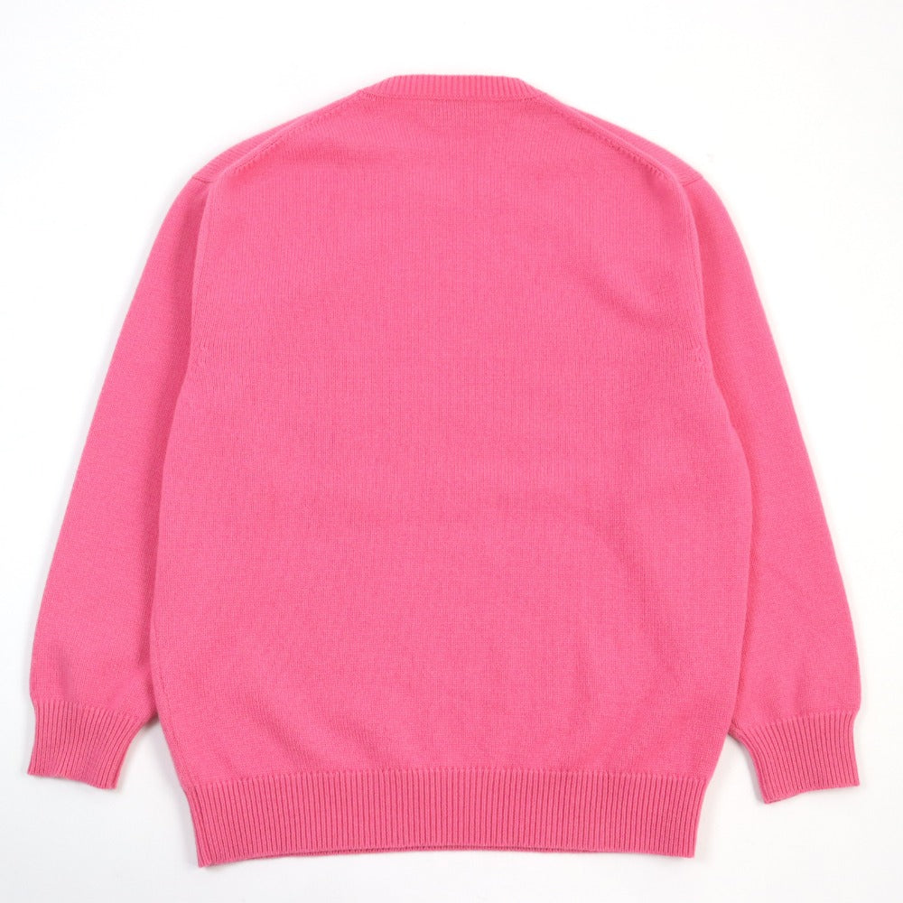 HERMES knit cashmere Pink type Herbarium Pattern Herbier et ruban cuir M