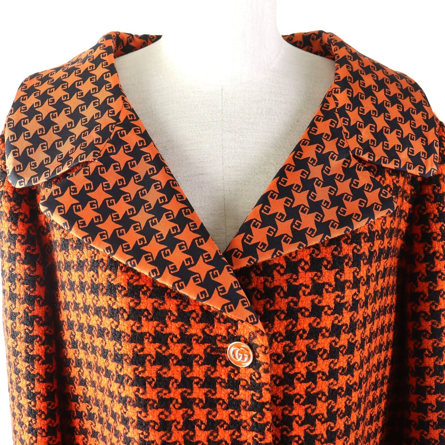 GUCCI coat Outer: 90% wool, Outer: 10% nylon, Lining: 100% silk Orange black 674323 Women 42 Used