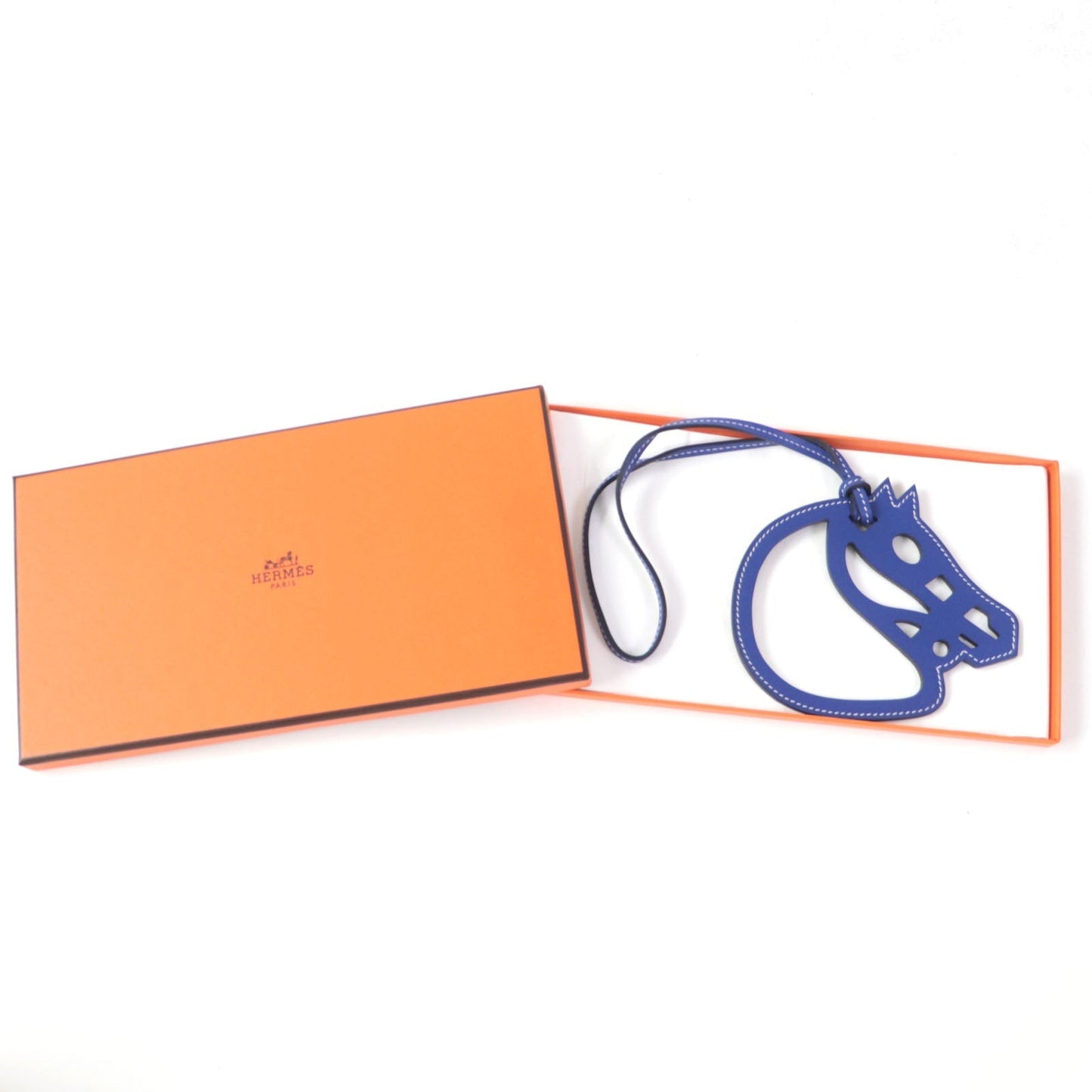 HERMES Bag charm Swift leather Blue Electric Paddock Cheval Horse