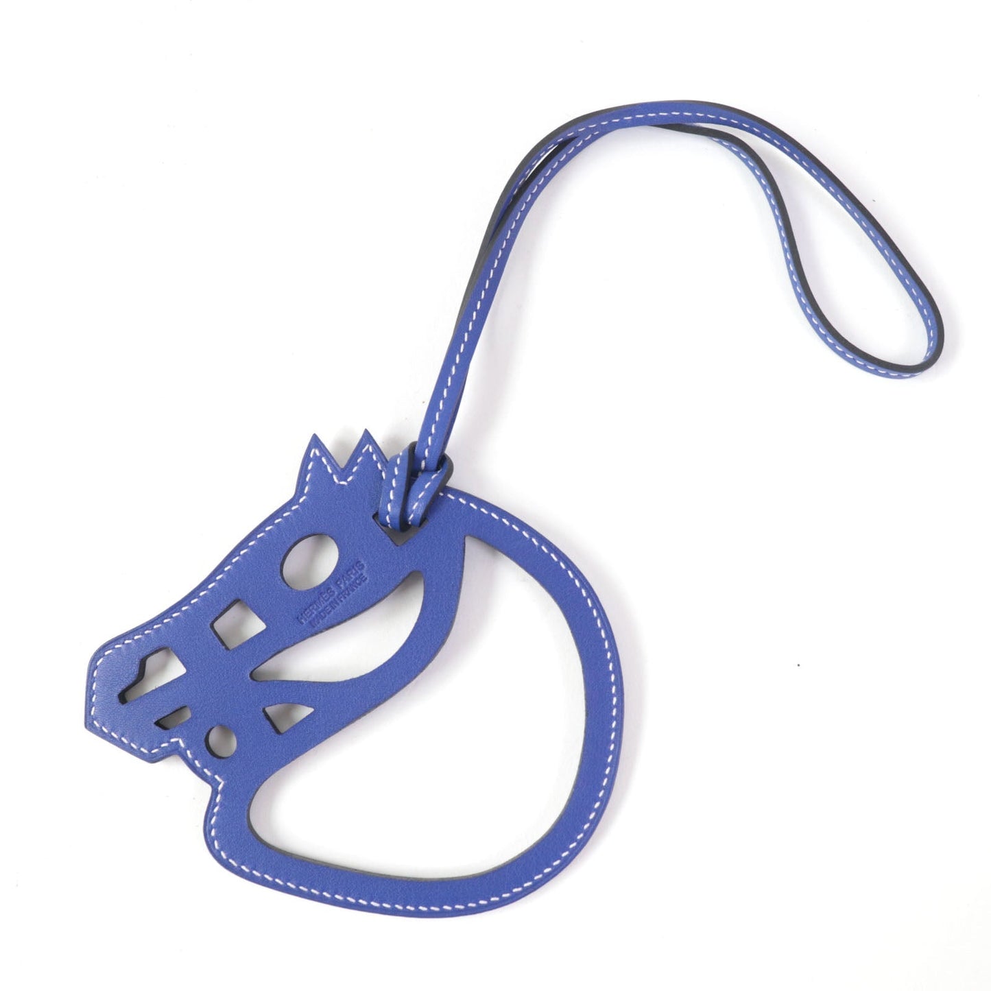 HERMES Bag charm Swift leather Blue Electric Paddock Cheval Horse