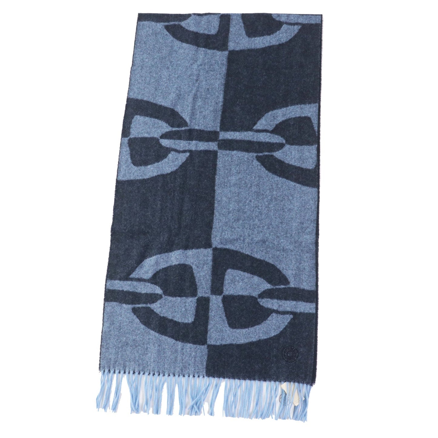 HERMES Scarf Main: 100% cashmere Marine Ciel Chene Dunkle Optic Women Used