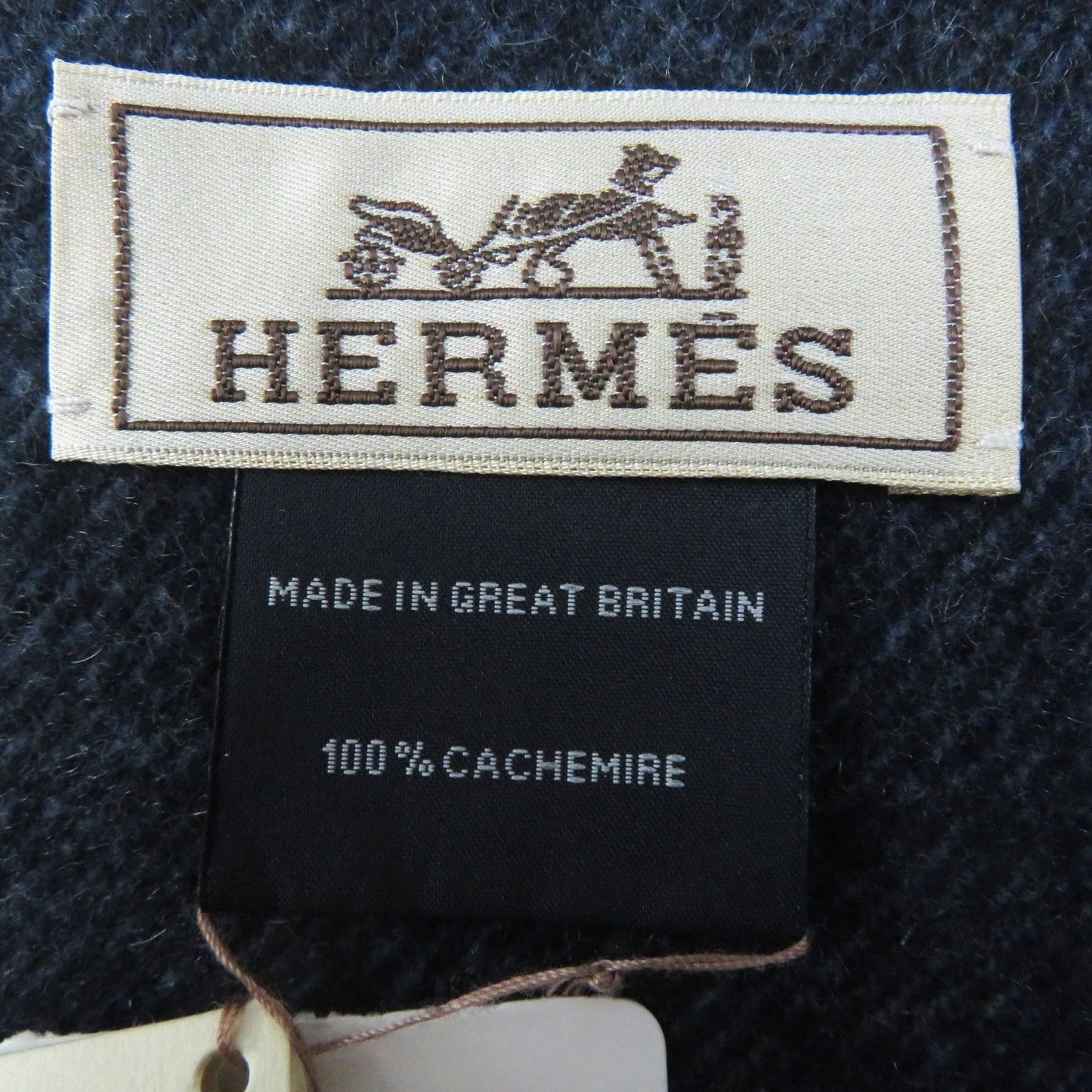 HERMES Scarf Main: 100% cashmere Marine Ciel Chene Dunkle Optic Women Used