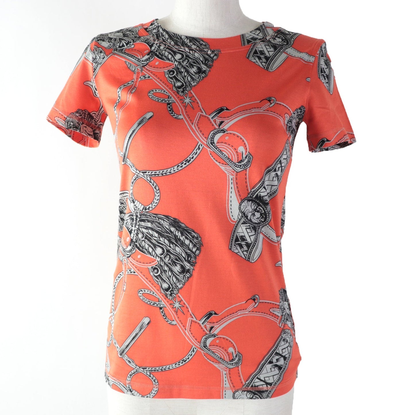 HERMES Short sleeve T-shirt cotton Orange type 34