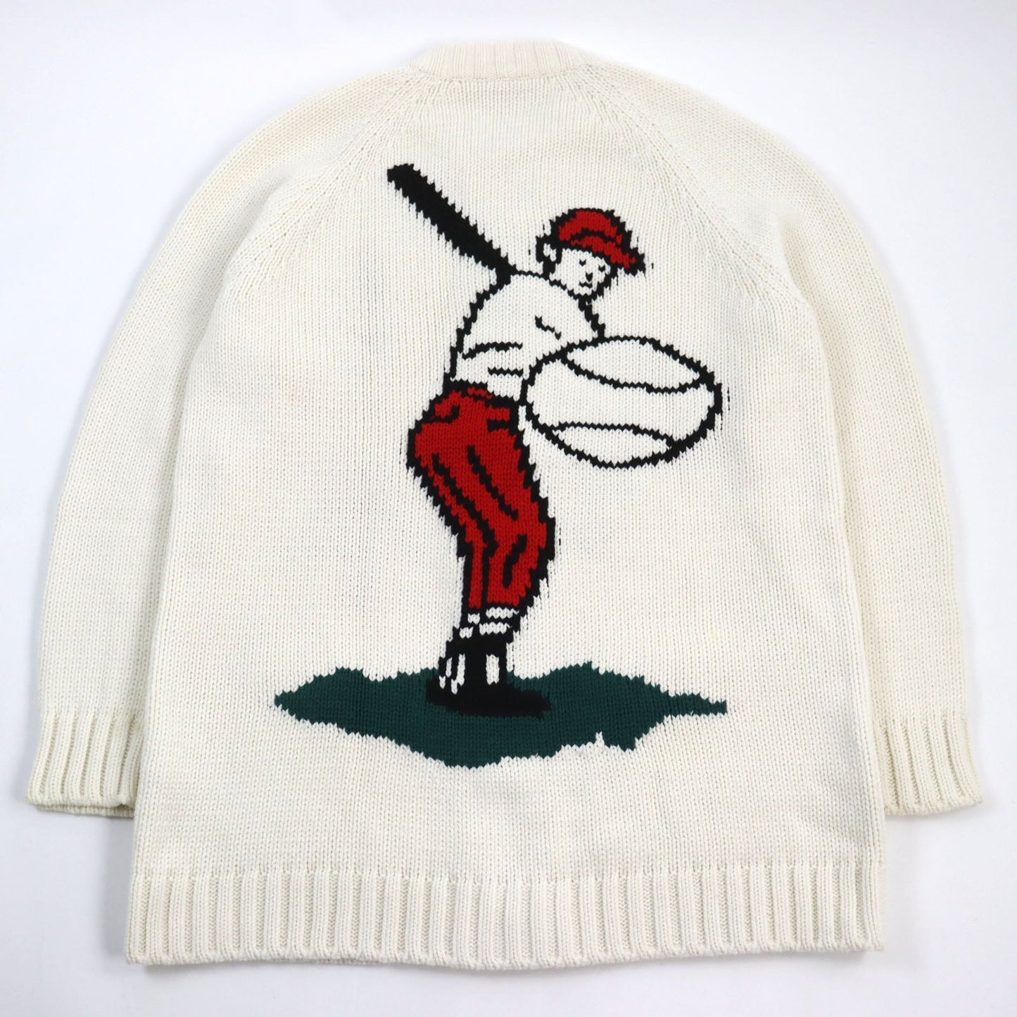 LOUIS VUITTON cardigan HHN15W wool off white Baseball zip-up knit long cardigan XL