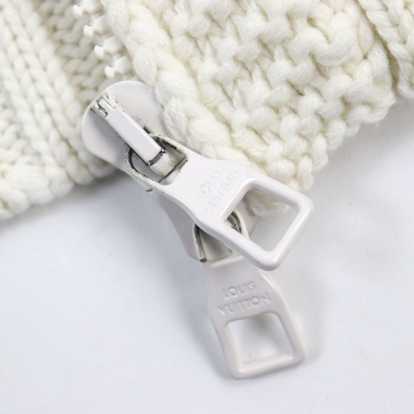 LOUIS VUITTON cardigan HHN15W wool off white Baseball zip-up knit long cardigan XL