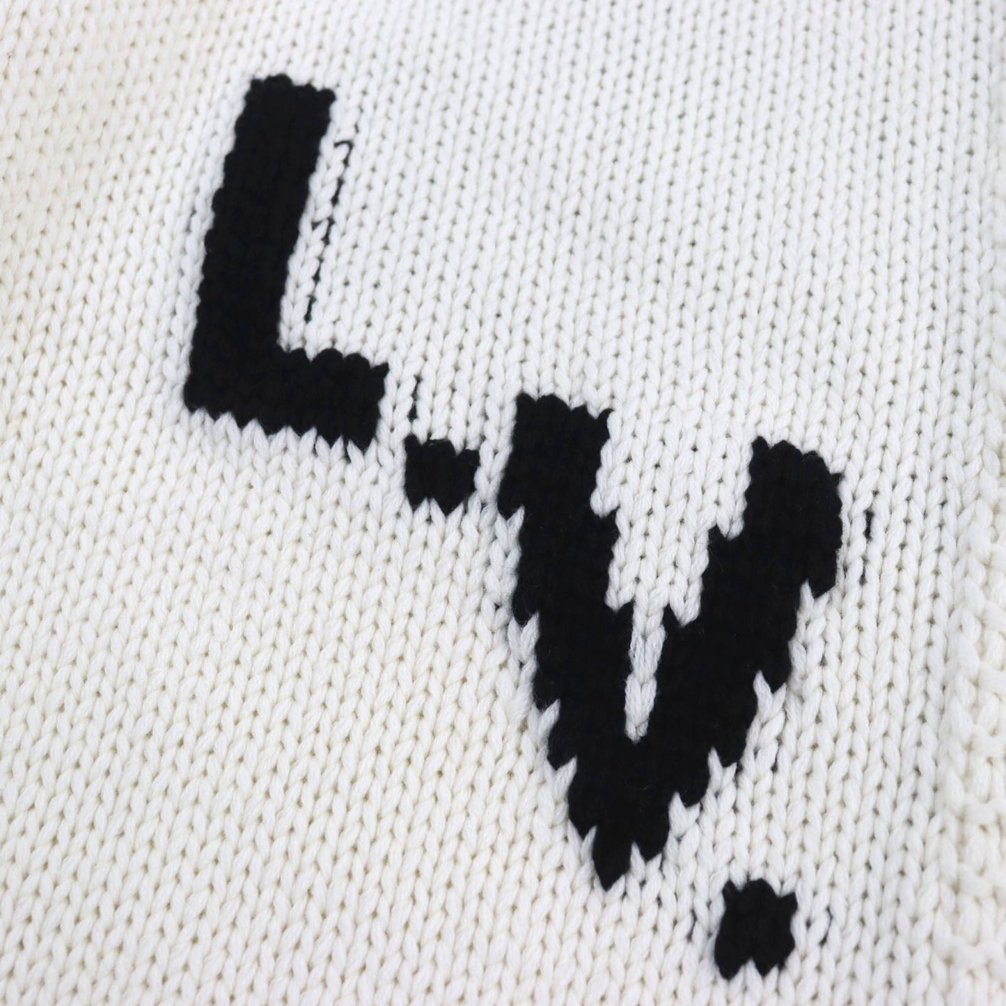 LOUIS VUITTON cardigan HHN15W wool off white Baseball zip-up knit long cardigan XL