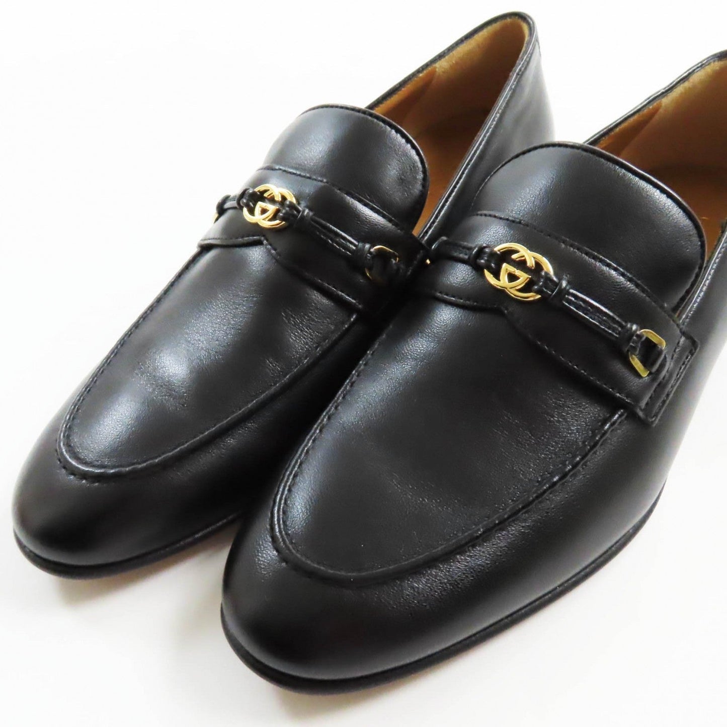 GUCCI loafers 740434 leather black 37.5