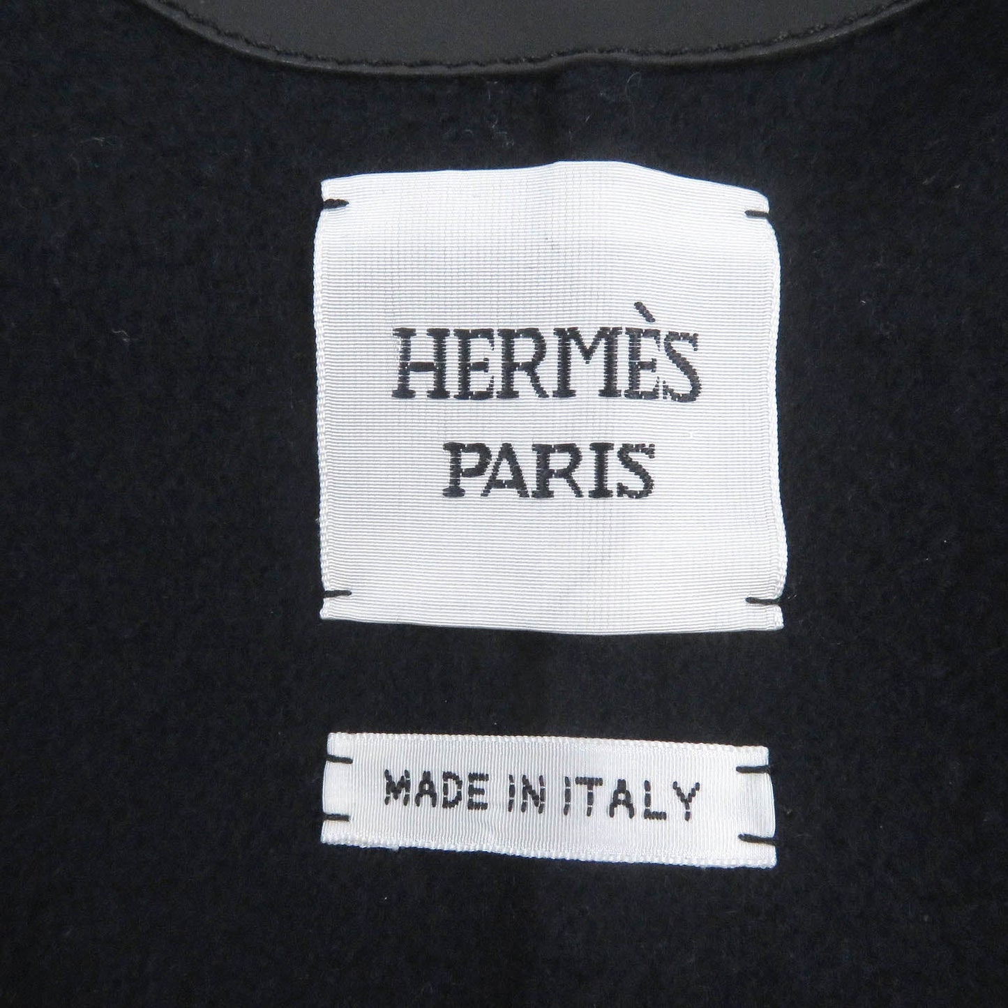 HERMES coat 2H0114DB Main: 100% cashmere, part: lamb leather Black navy Women 36 Used