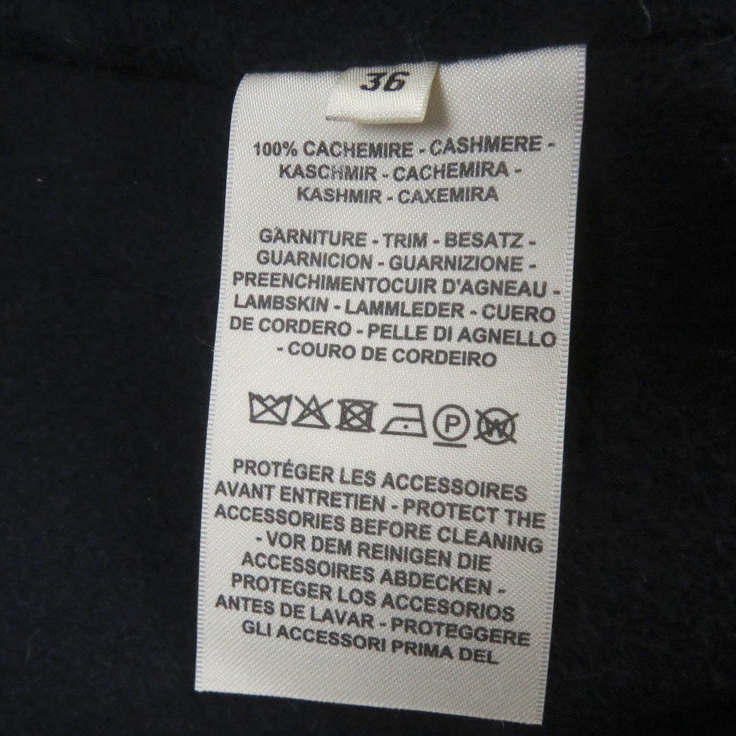 HERMES coat 2H0114DB Main: 100% cashmere, part: lamb leather Black navy Women 36 Used