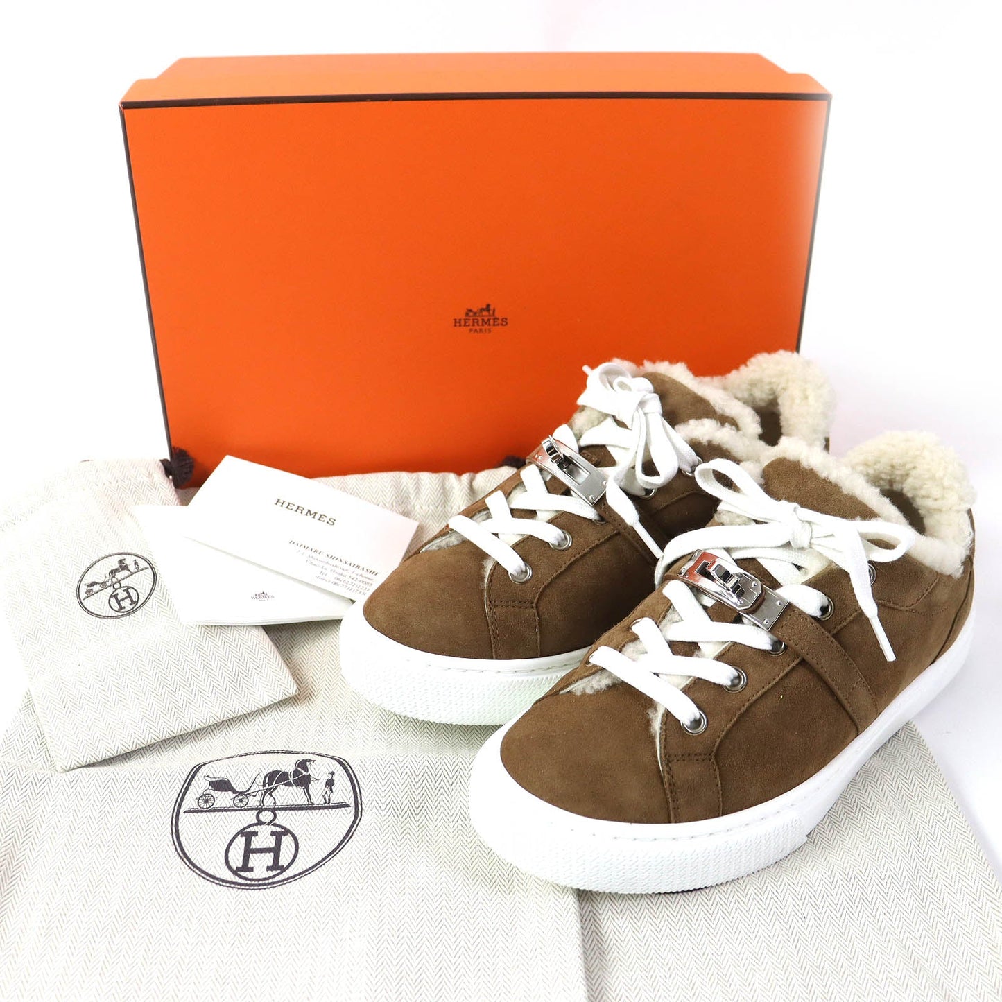 HERMES sneakers Sheepskin Brown beige Day 35