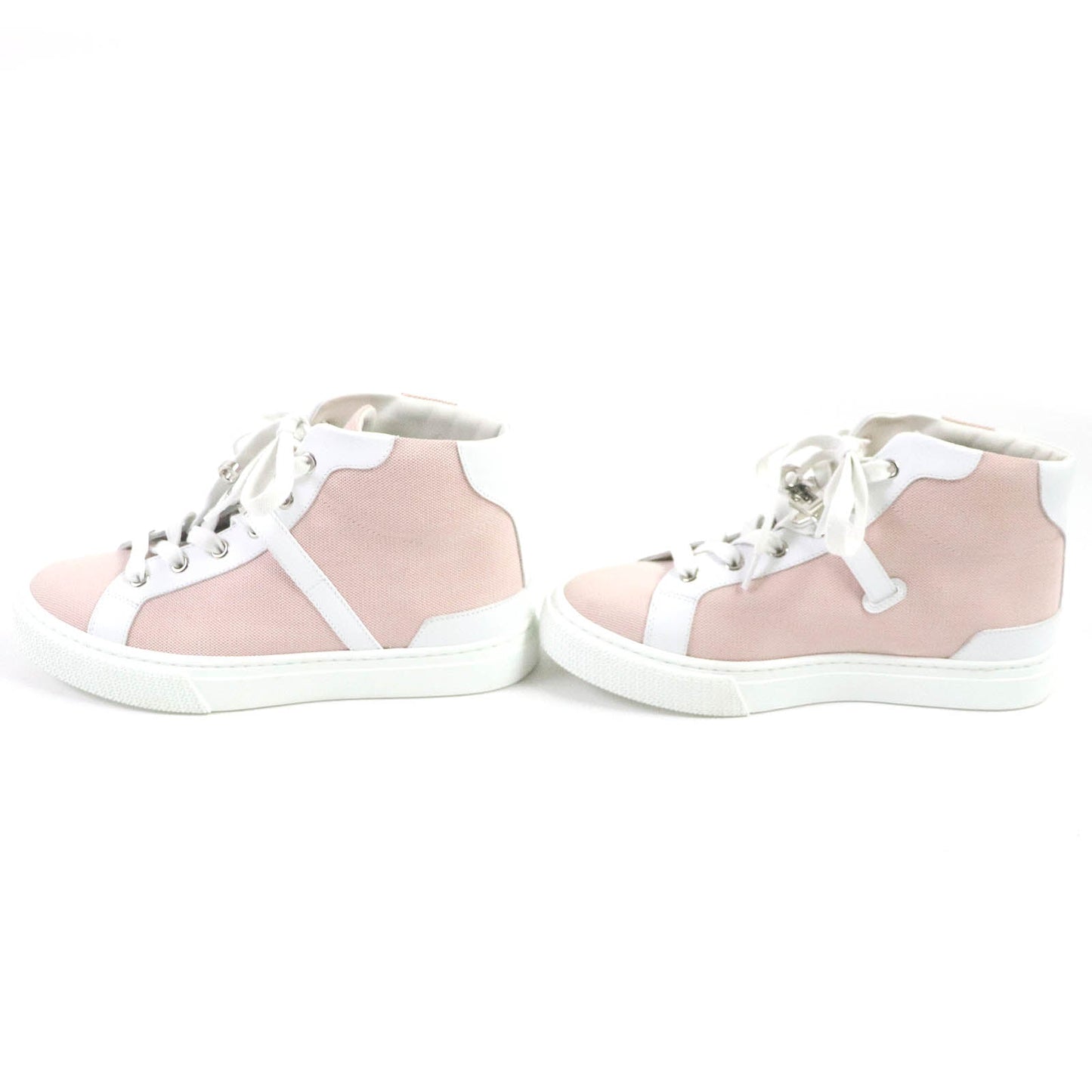 HERMES High cut sneakers Canvas leather White pink Daydream 36.5