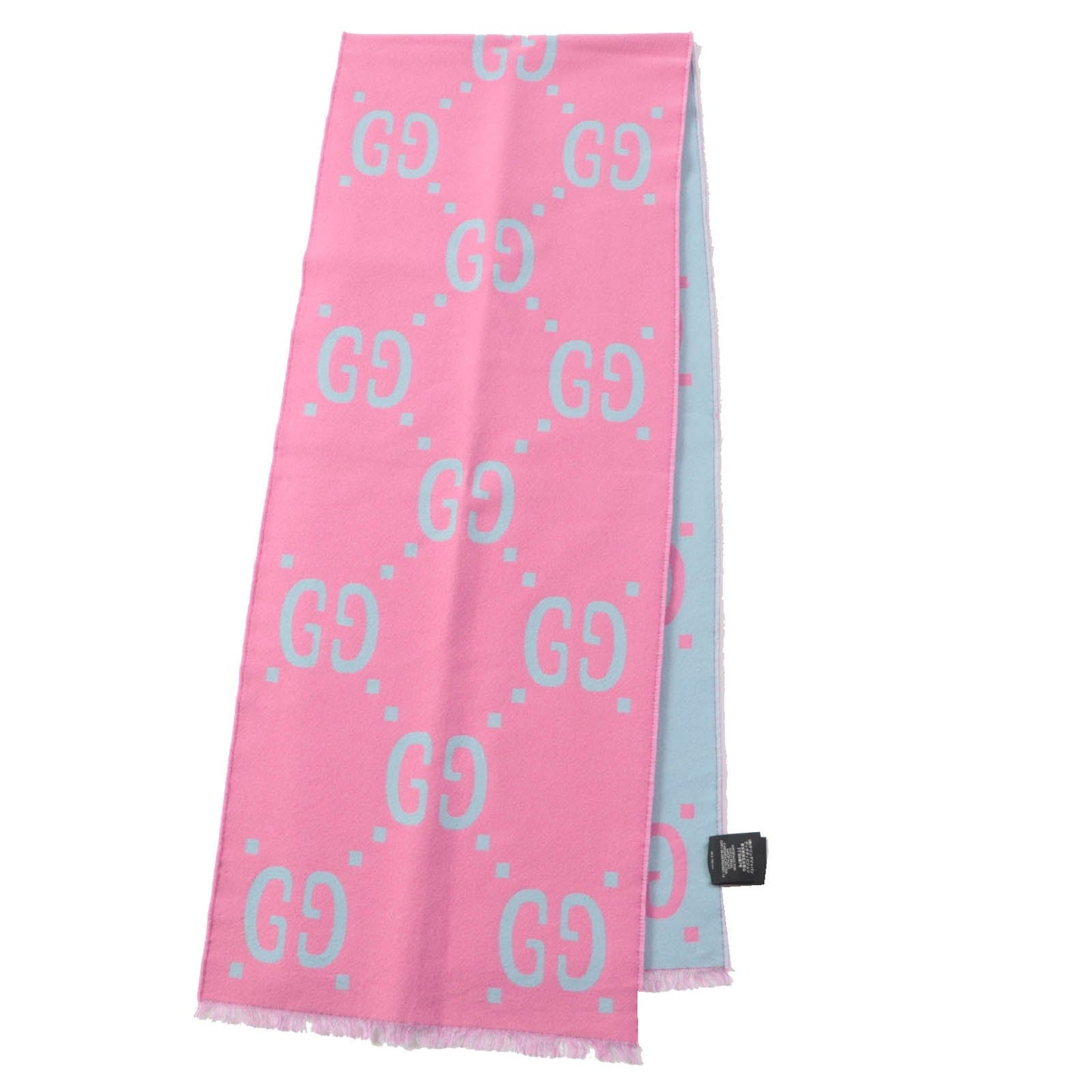 GUCCI Scarf 505395 Main: 91% wool, Main: 9% silk Pink light blue Women Used