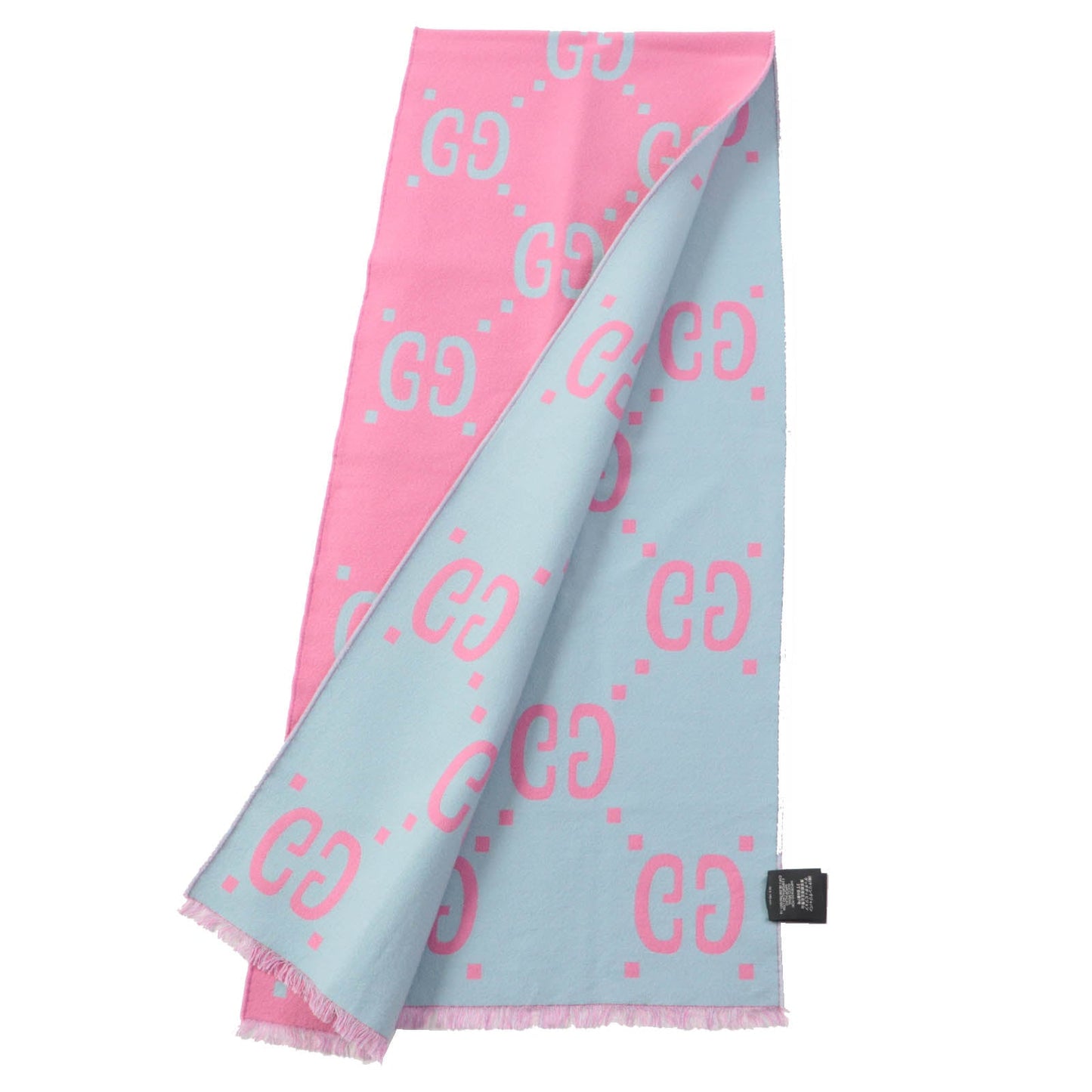 GUCCI Scarf 505395 Main: 91% wool, Main: 9% silk Pink light blue Women Used