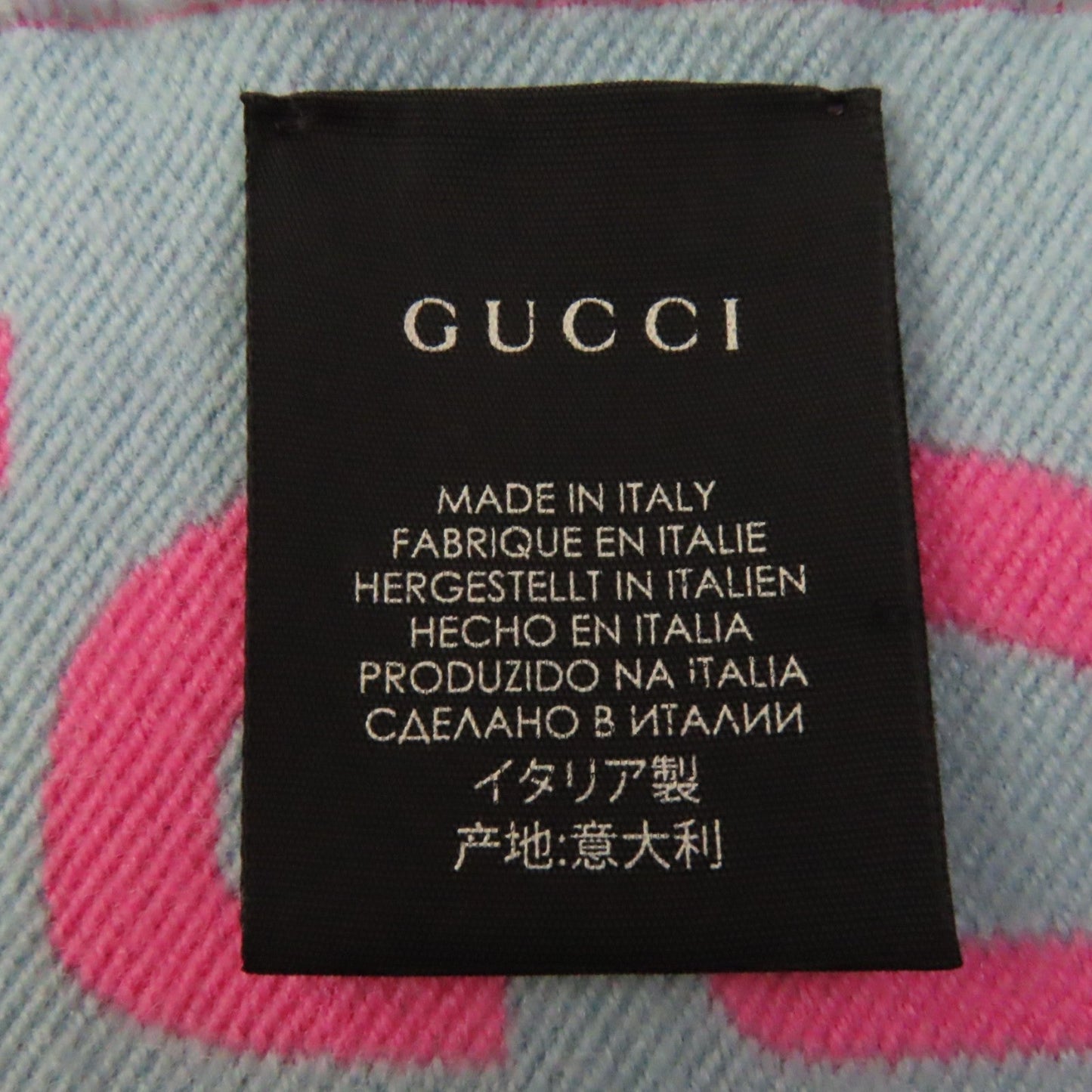 GUCCI Scarf 505395 Main: 91% wool, Main: 9% silk Pink light blue Women Used