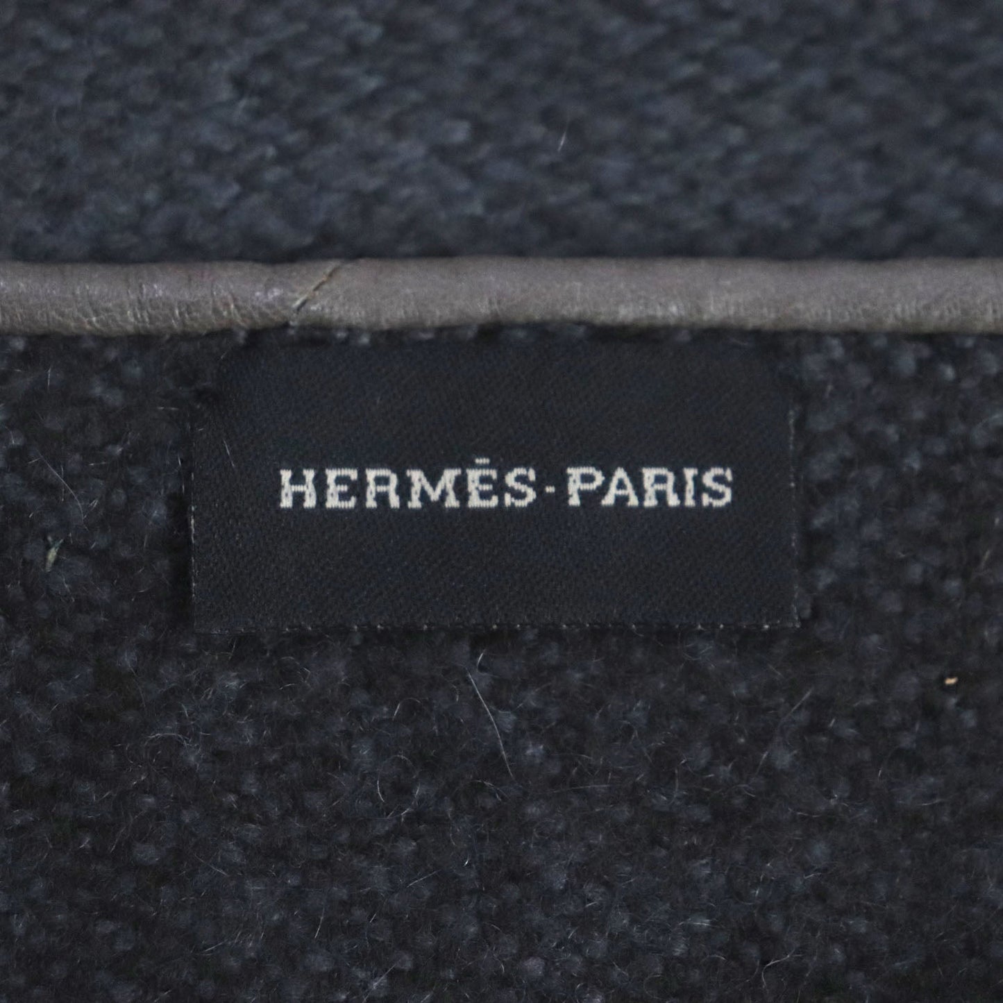 HERMES Scarf Part: Leather, Main: 100% YAK gray mens Used