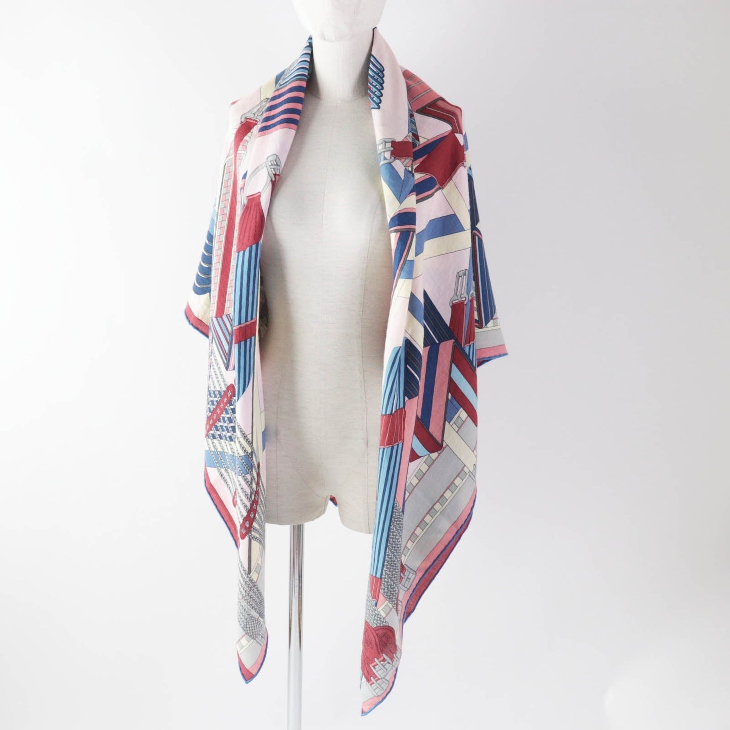 HERMES Stall SANGLES EN ZIGZAG ジグザグのサングル cashmere Multi Carre140 Caregean