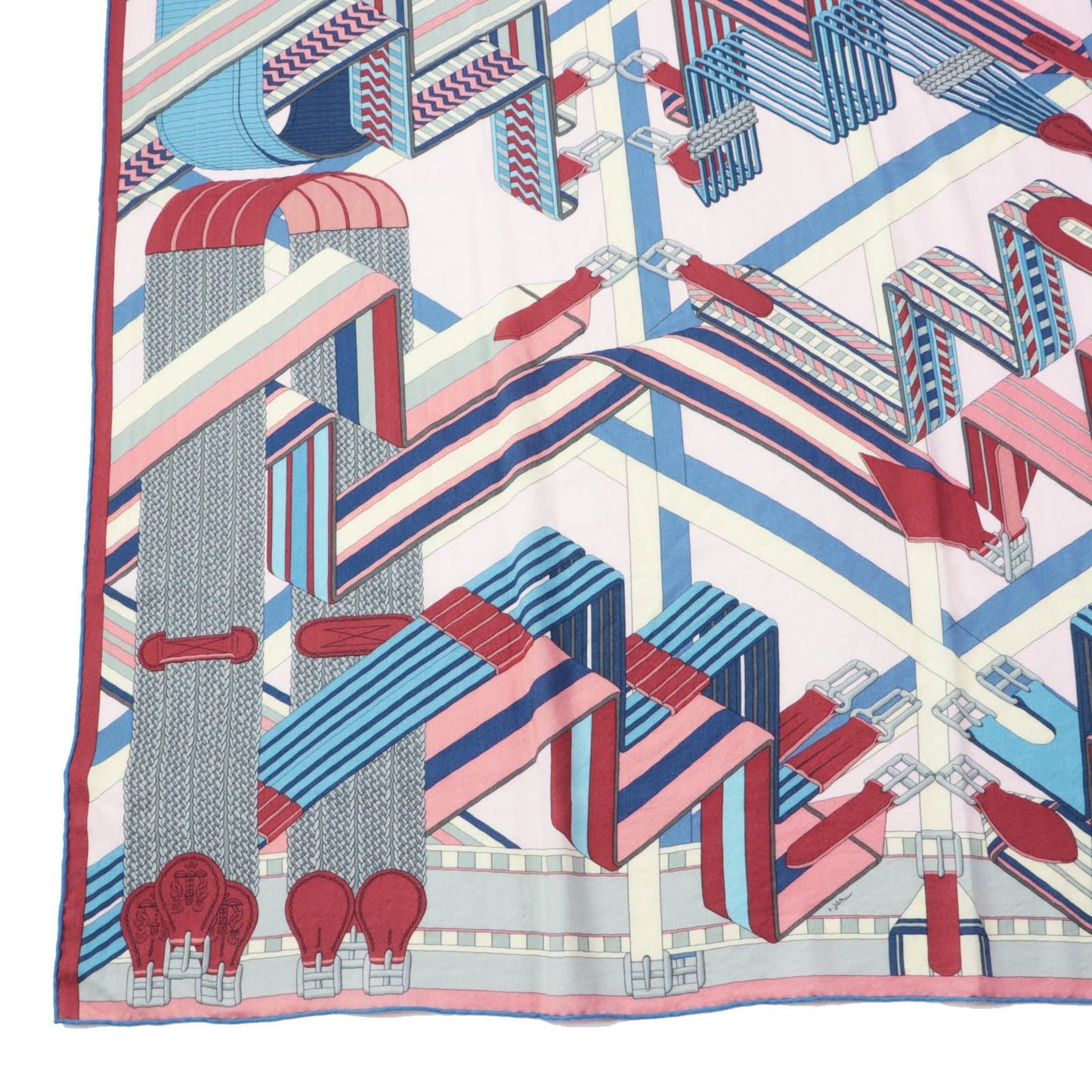HERMES Stall SANGLES EN ZIGZAG ジグザグのサングル cashmere Multi Carre140 Caregean