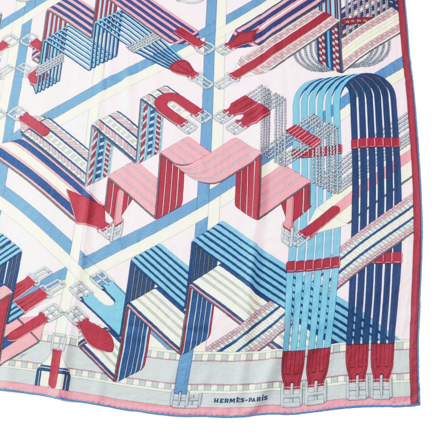 HERMES Stall SANGLES EN ZIGZAG ジグザグのサングル cashmere Multi Carre140 Caregean