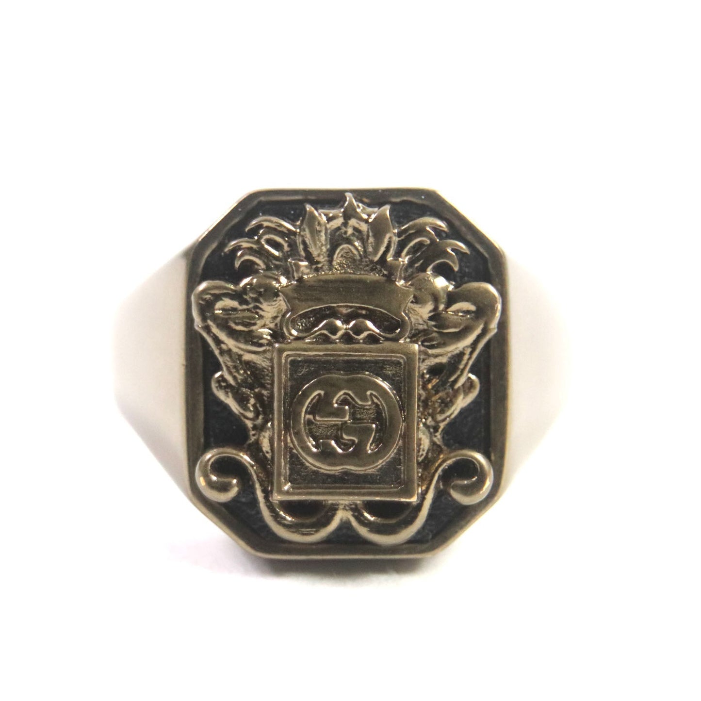 GUCCI Ring Silver925 Blast Gold Interlocking G Crest Ring 15