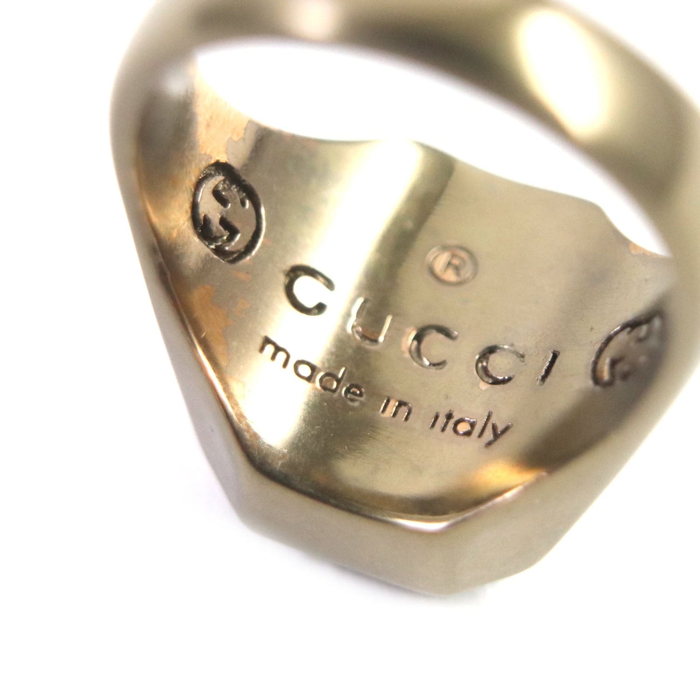GUCCI Ring Silver925 Blast Gold Interlocking G Crest Ring 15