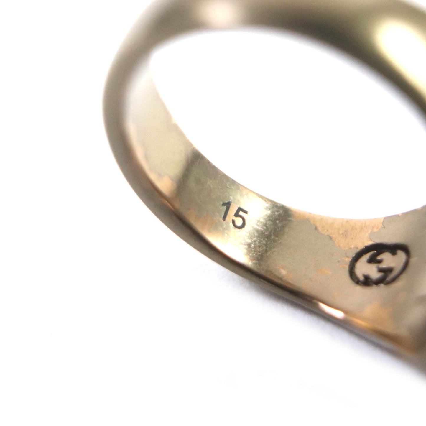 GUCCI Ring Silver925 Blast Gold Interlocking G Crest Ring 15