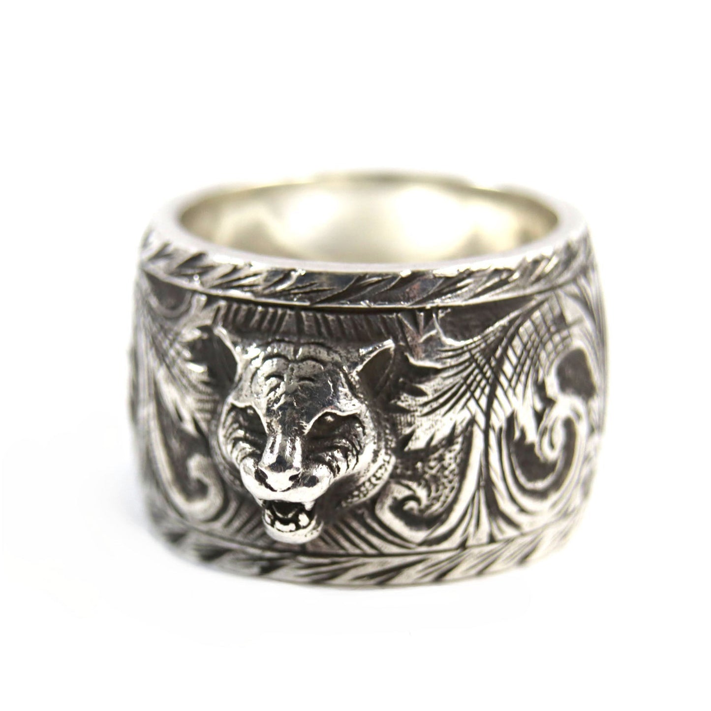 GUCCI Ring 433573 AG925 Silver Cat Head Arabesque Garden