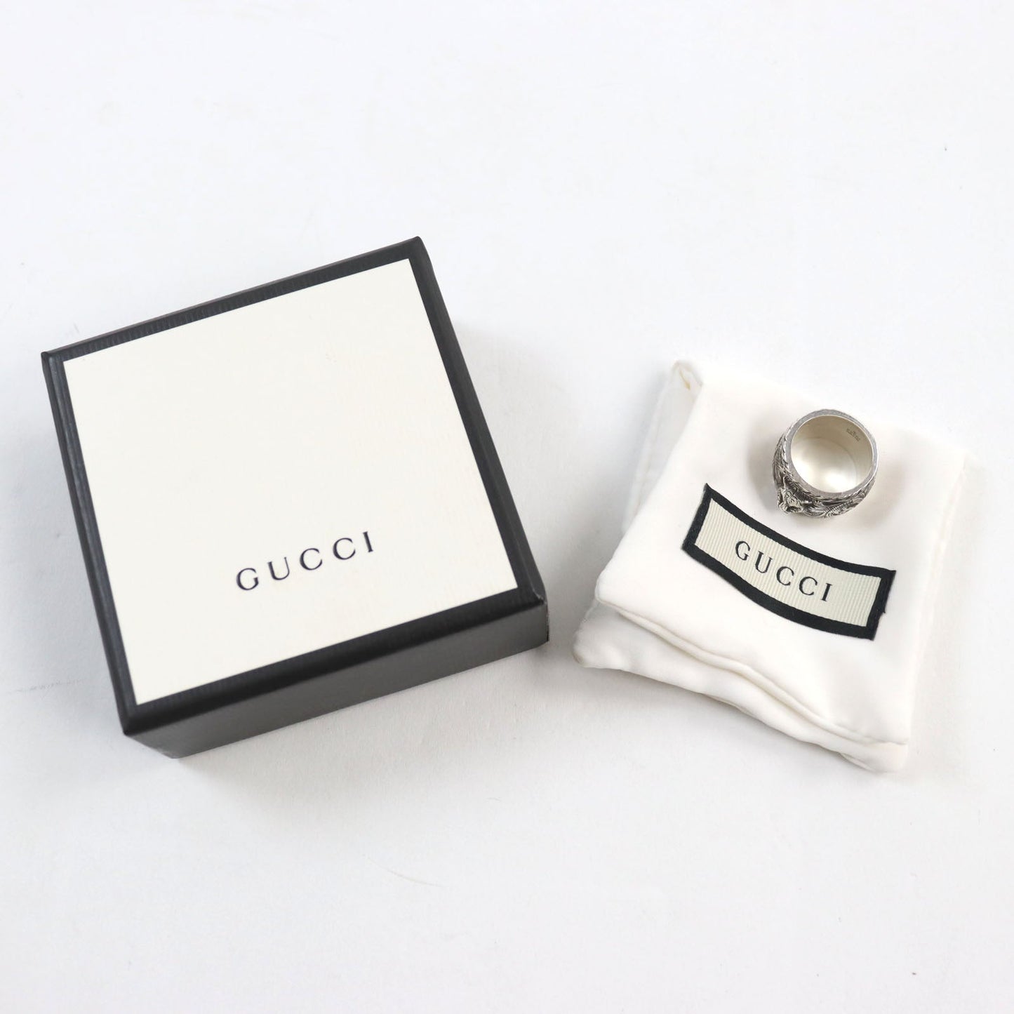 GUCCI Ring 433573 AG925 Silver Cat Head Arabesque Garden